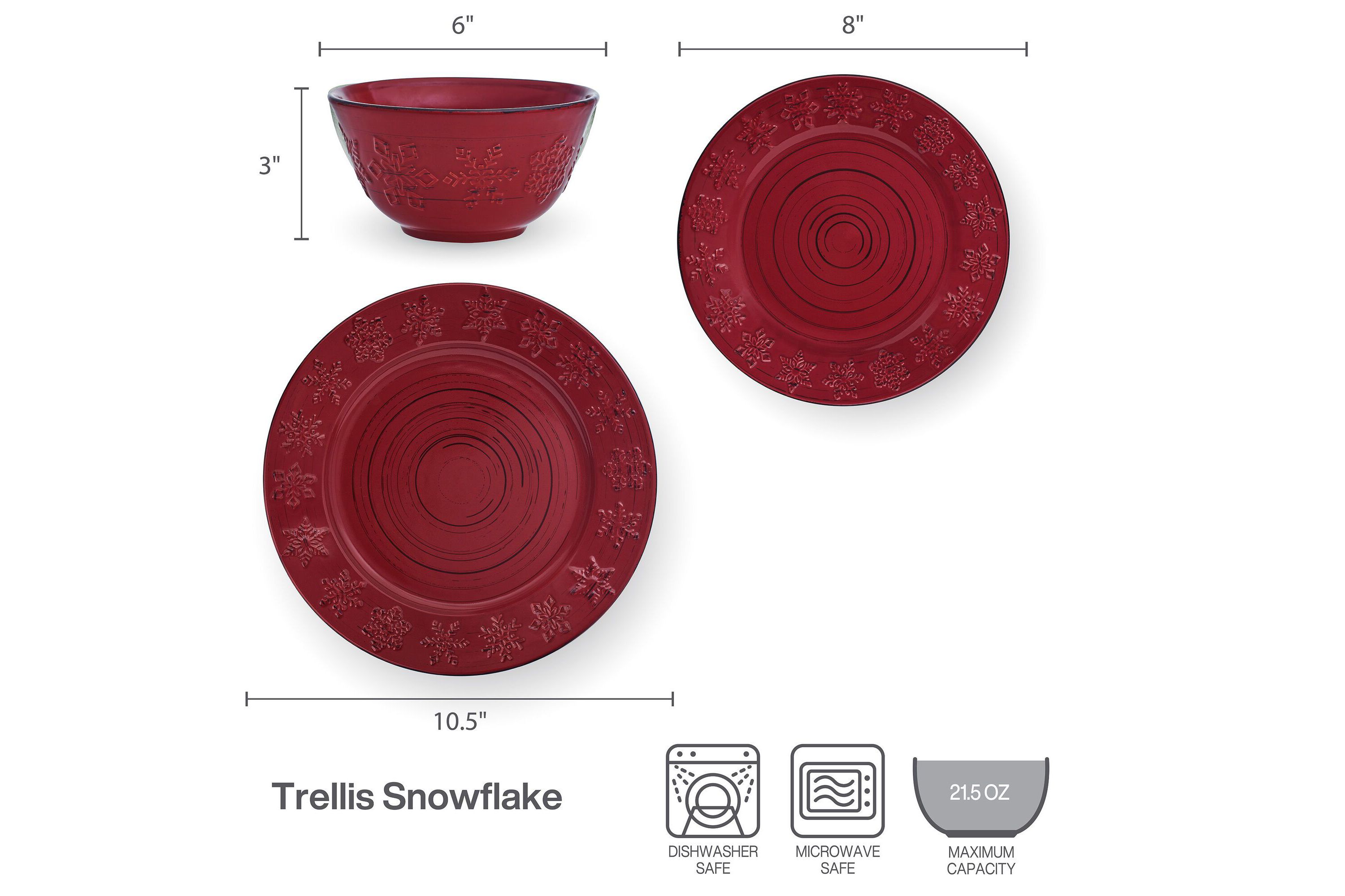 Trellis Snowflakes 12-pc Dinnerware Set, Service for 4