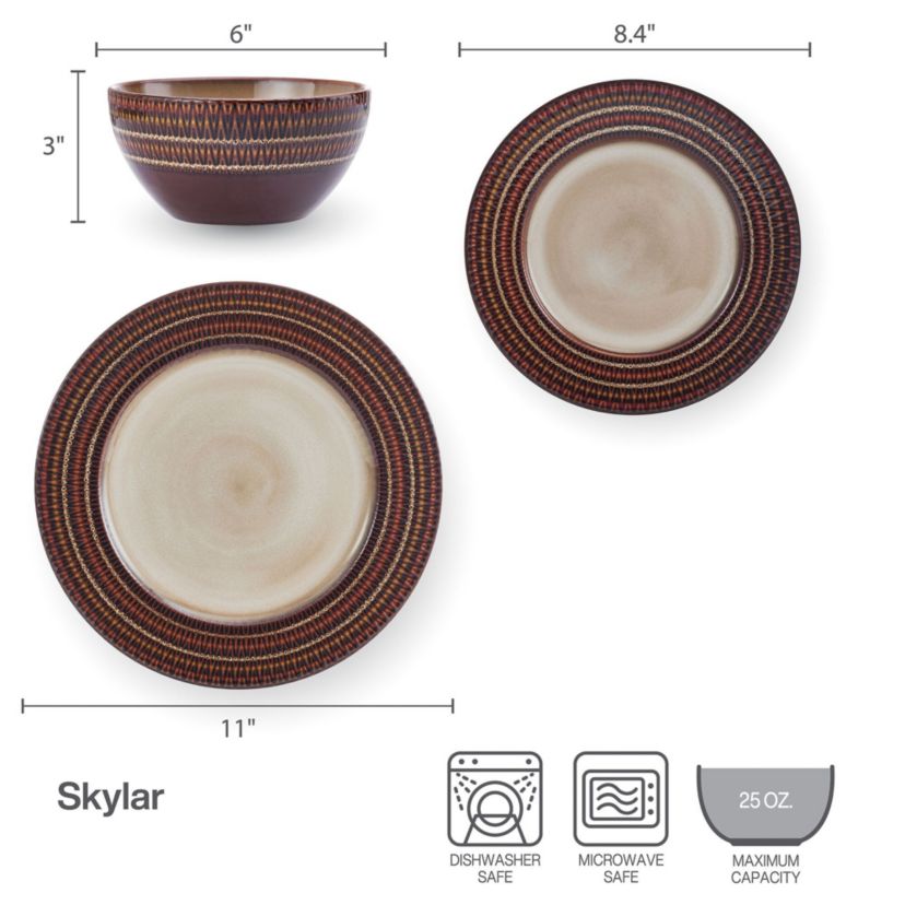Skylar 12-pc Dinnerware Set, Service for 4