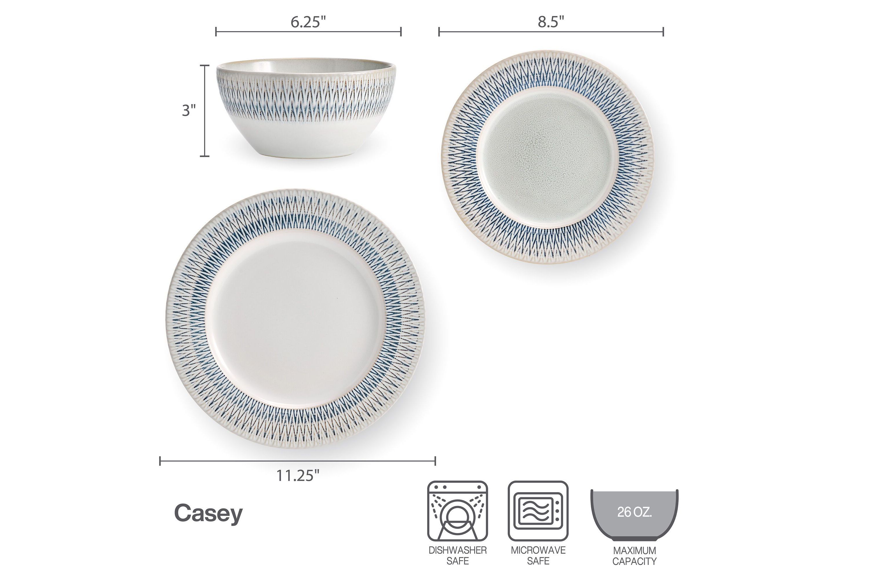 Casey 12-pc Dinnerware Set, Service for 4