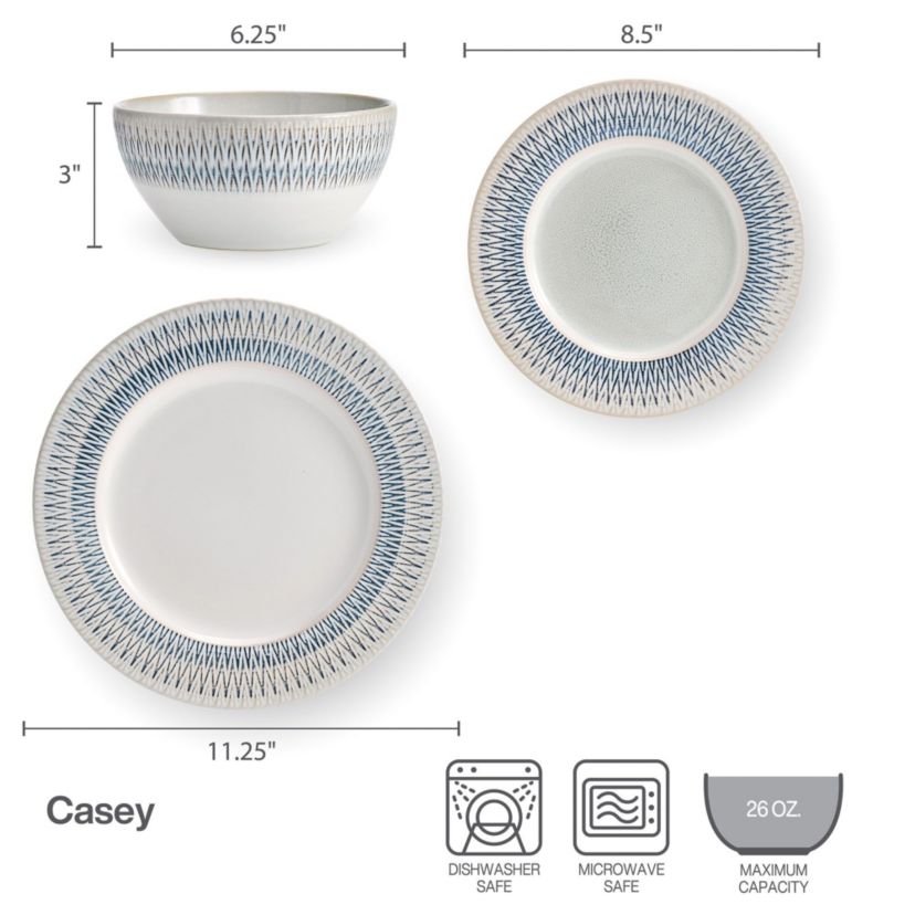 Casey 12-pc Dinnerware Set, Service for 4