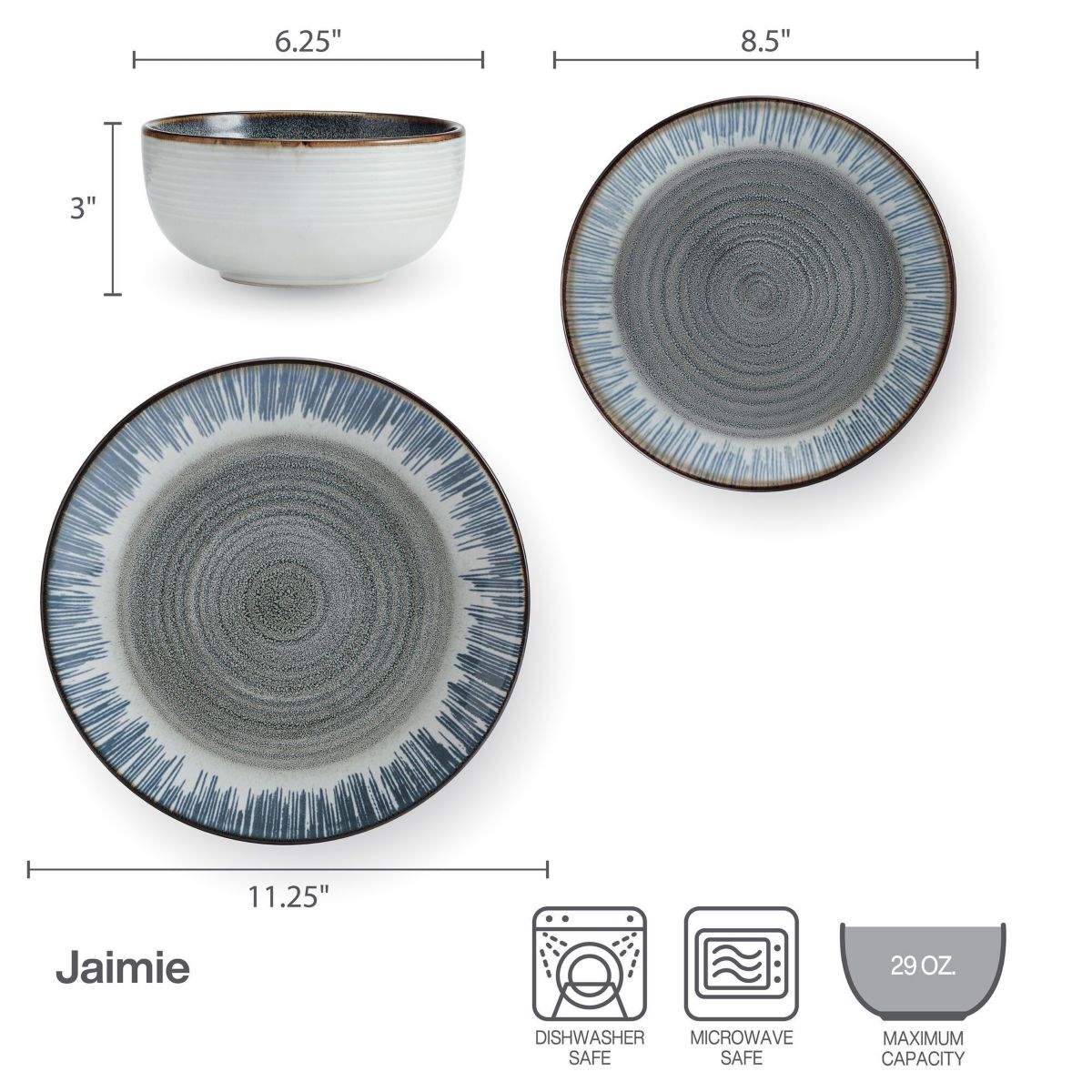 Jaimie 12-pc Dinnerware Set, Service for 4