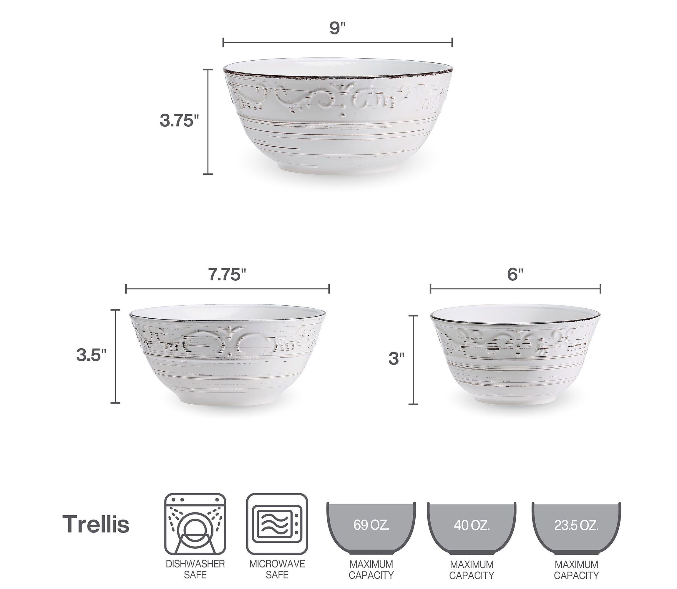 Trellis Set of 3 Serving Bowls