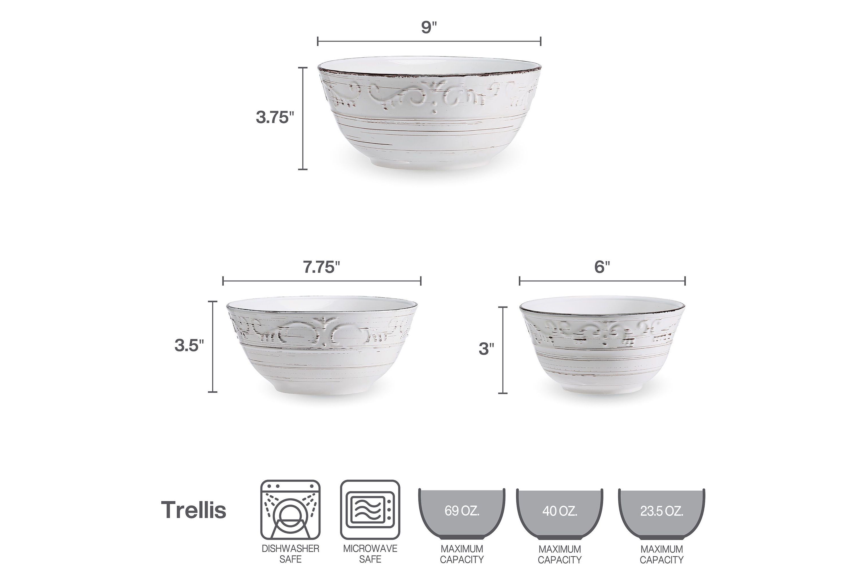 Trellis Set of 3 Serving Bowls