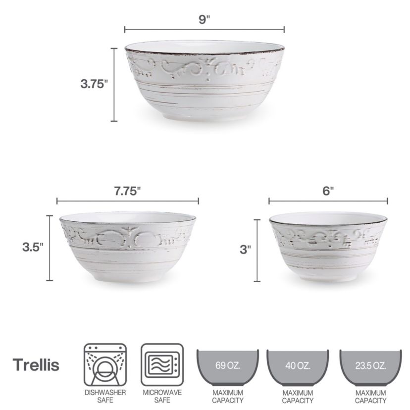 Trellis Set of 3 Serving Bowls