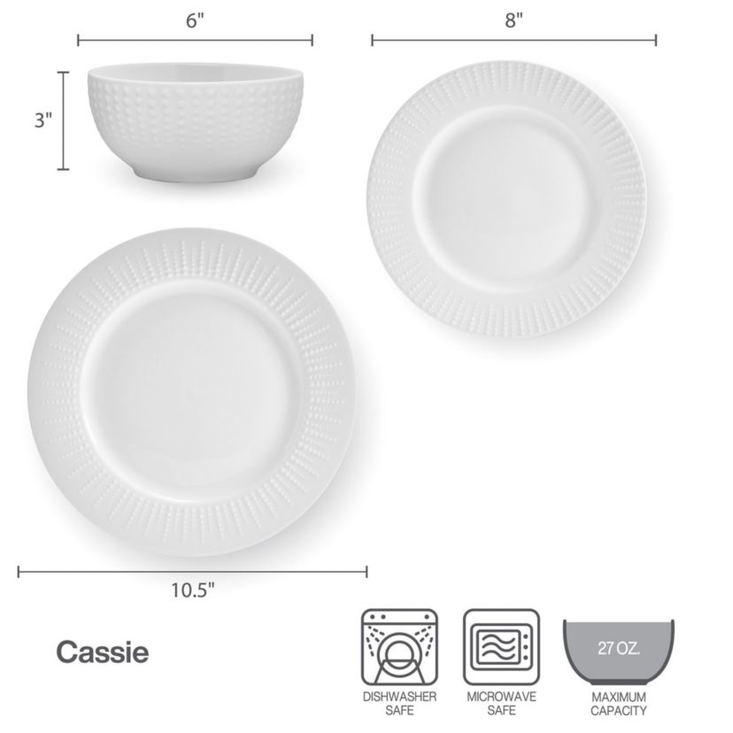 Cassie 12-pc Dinnerware Set, Service for 4