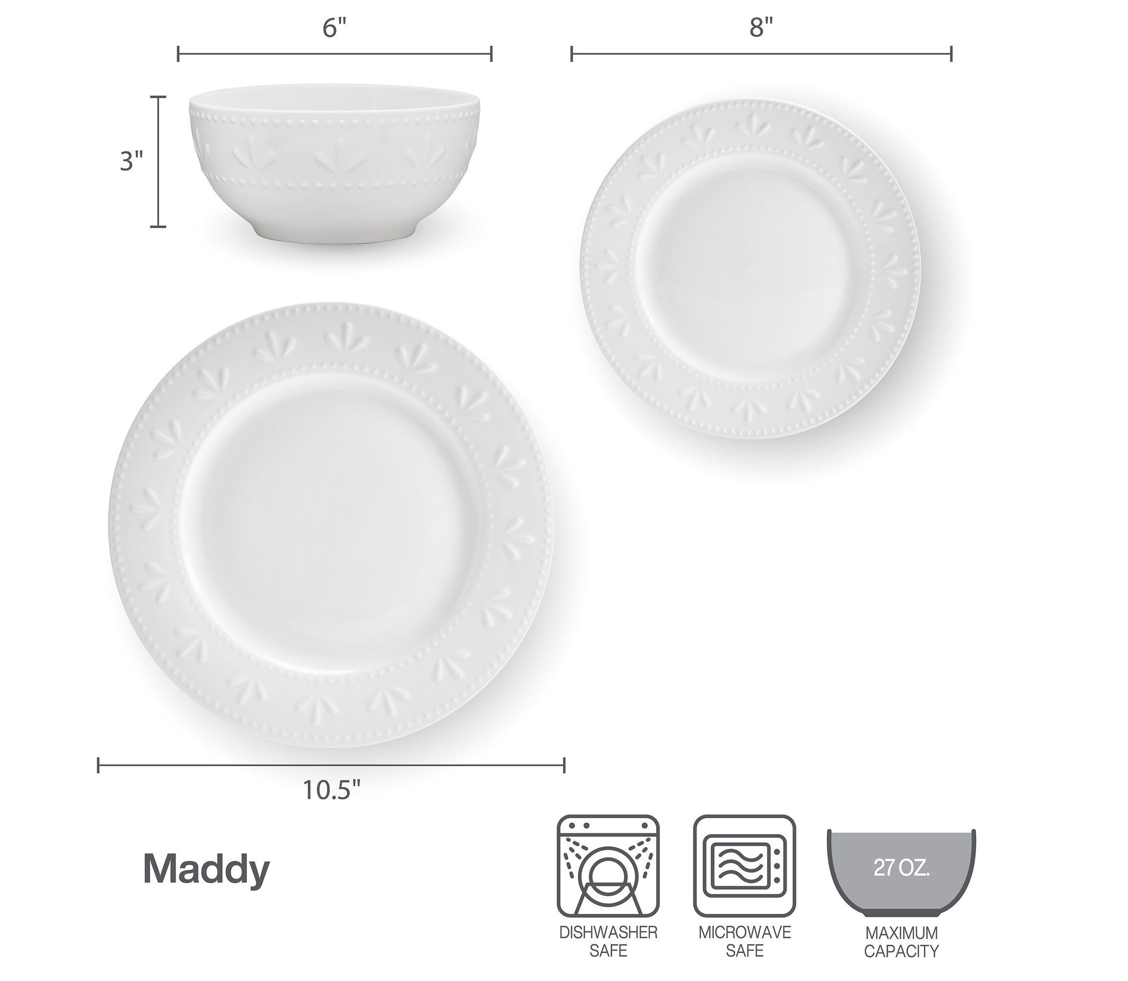 Maddy 12-pc Dinnerware Set, Service for 4