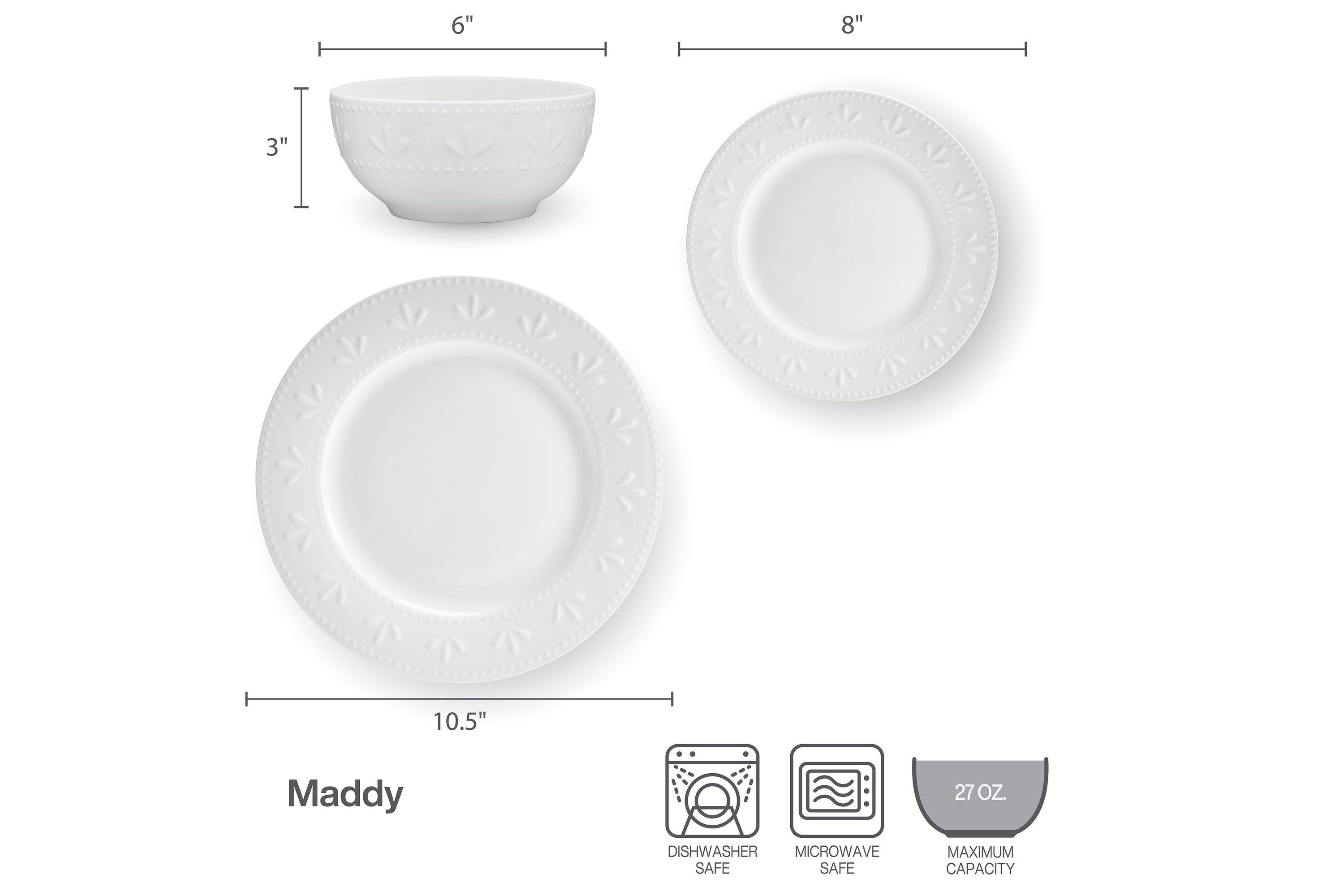 Maddy 12-pc Dinnerware Set, Service for 4