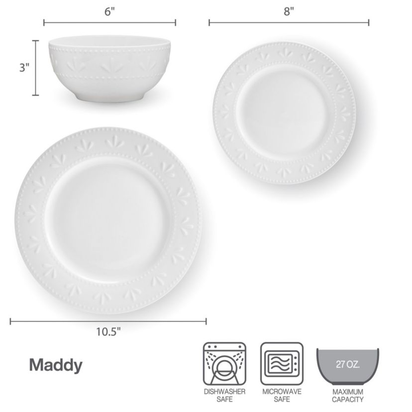 Maddy 12-pc Dinnerware Set, Service for 4