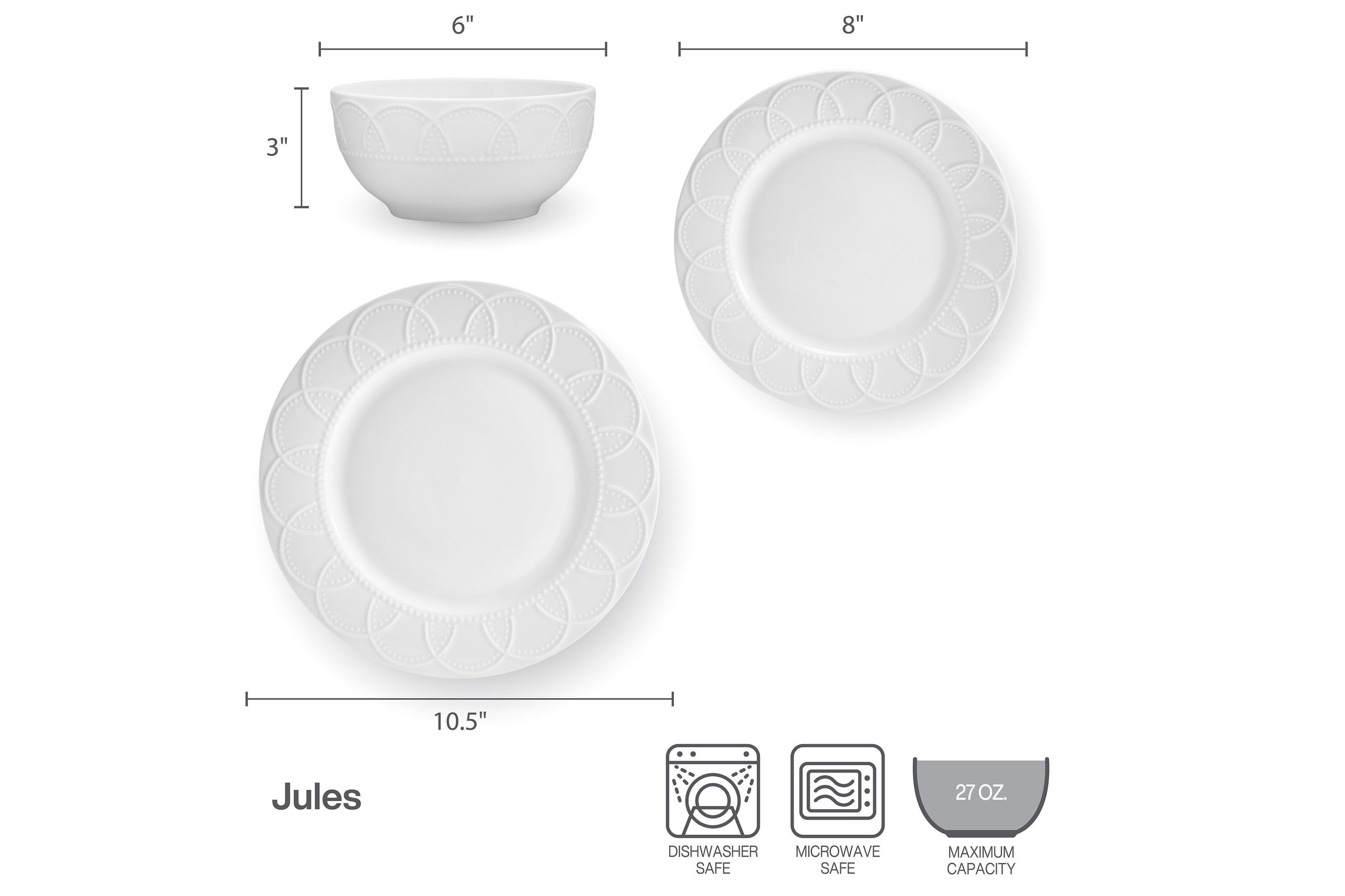 Jules 12-pc Dinnerware Set, Service for 4