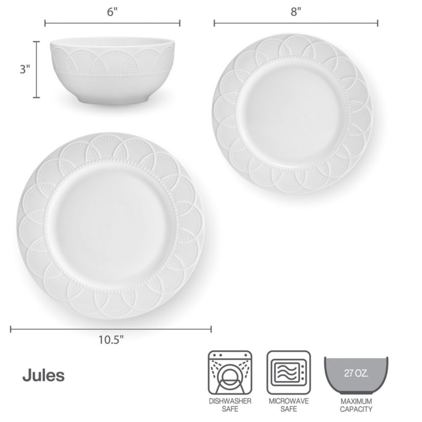 Jules 12-pc Dinnerware Set, Service for 4