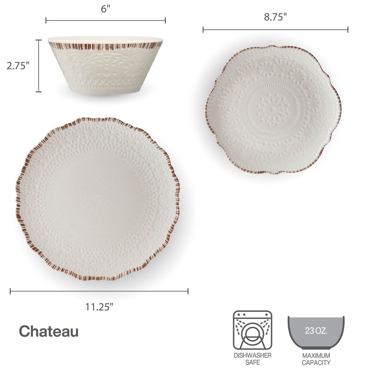 Chateau 12-pc Melamine Dinnerware Set, Service for 4