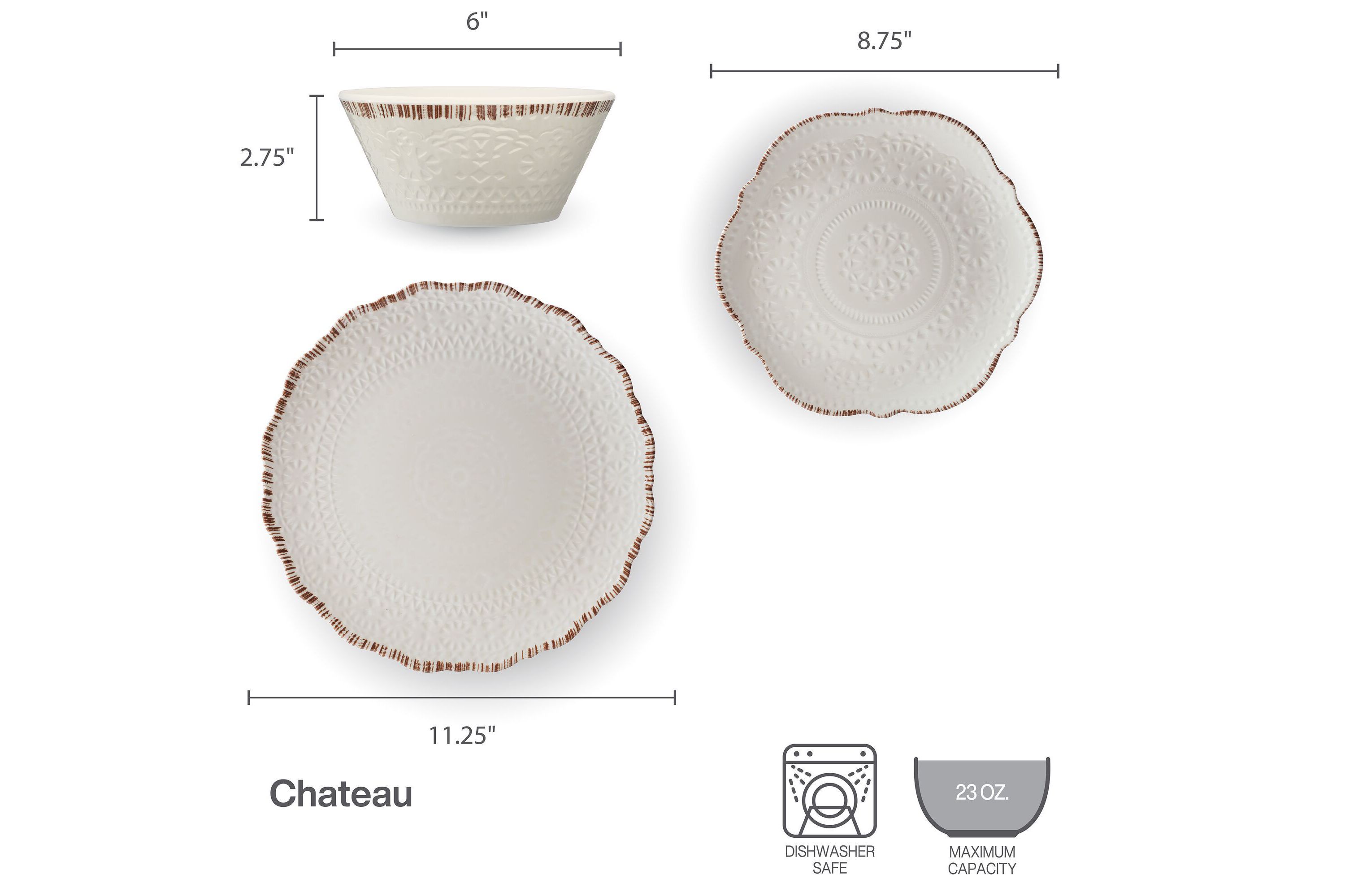 Chateau 12-pc Melamine Dinnerware Set, Service for 4