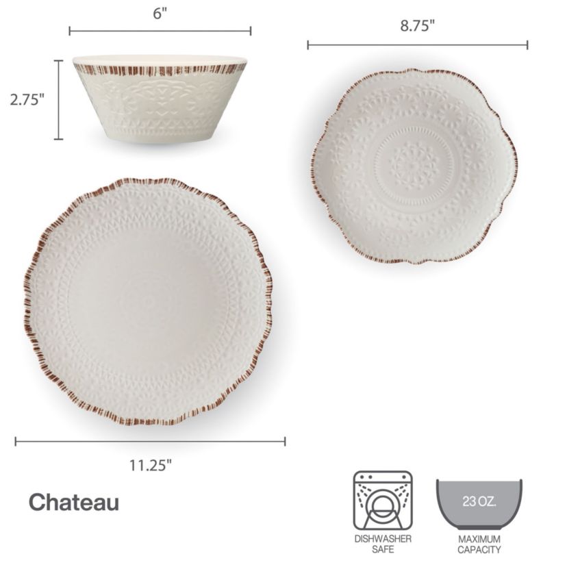 Chateau 12-pc Melamine Dinnerware Set, Service for 4