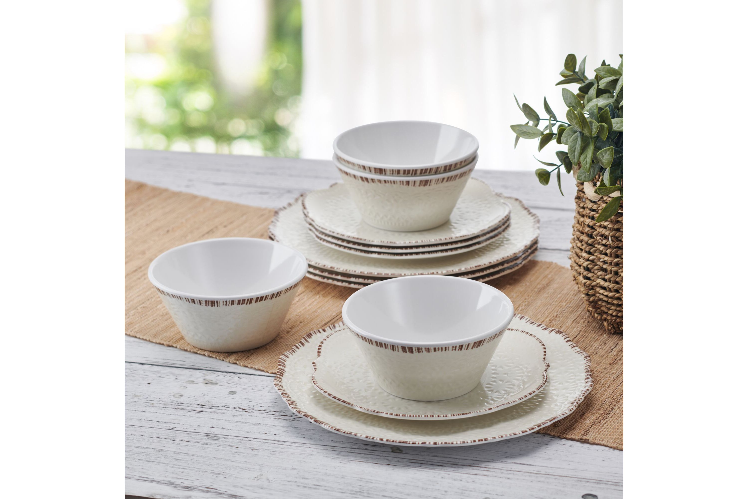 Chateau 12-pc Melamine Dinnerware Set, Service for 4