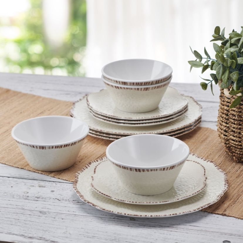 Chateau 12-pc Melamine Dinnerware Set, Service for 4
