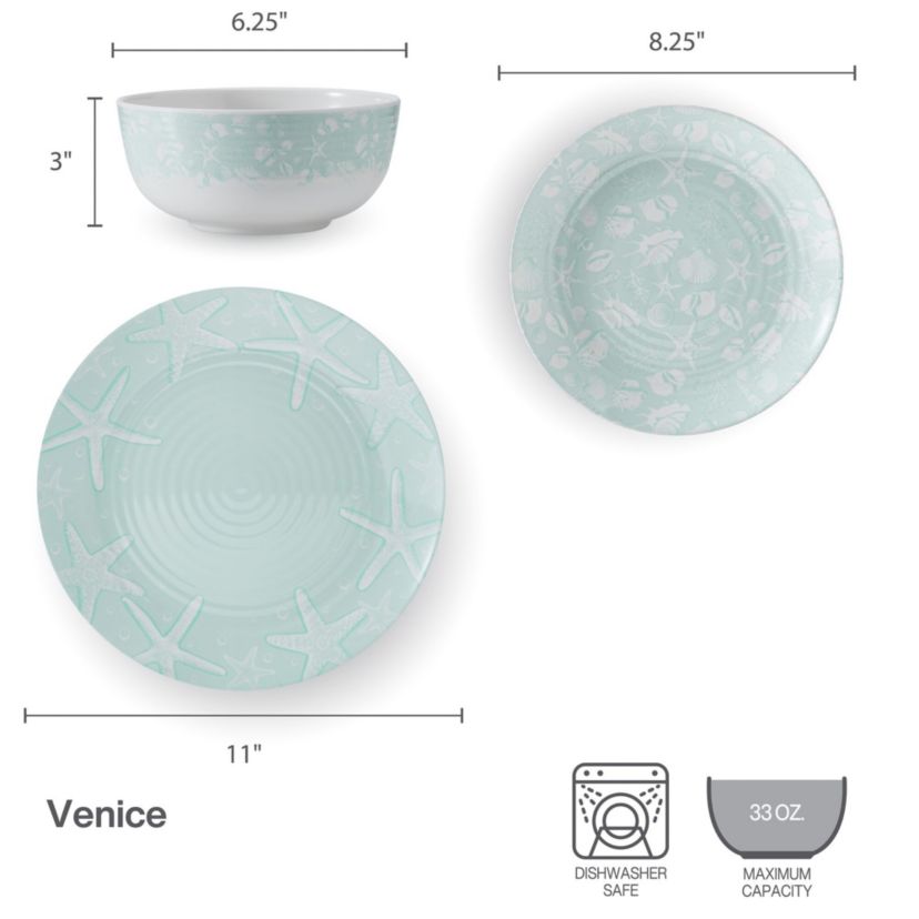 Venice 12-pc Melamine Dinnerware Set, Service for 4