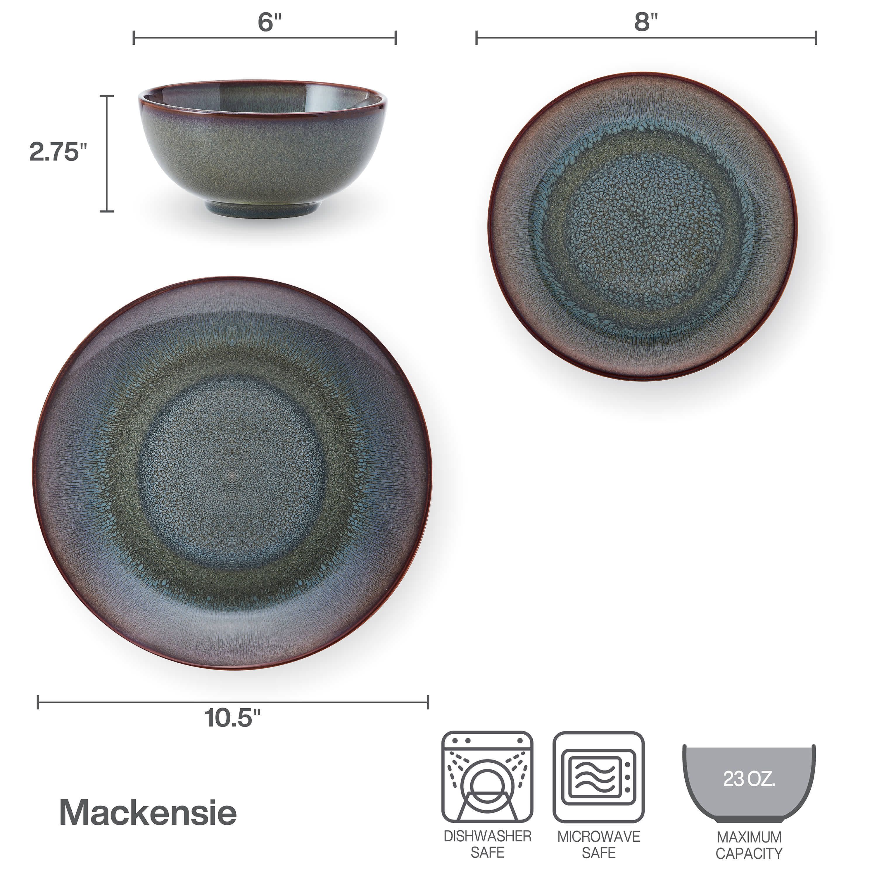 Mackensie 12 Piece Dinnerware Set, Service for 4, Multicolored