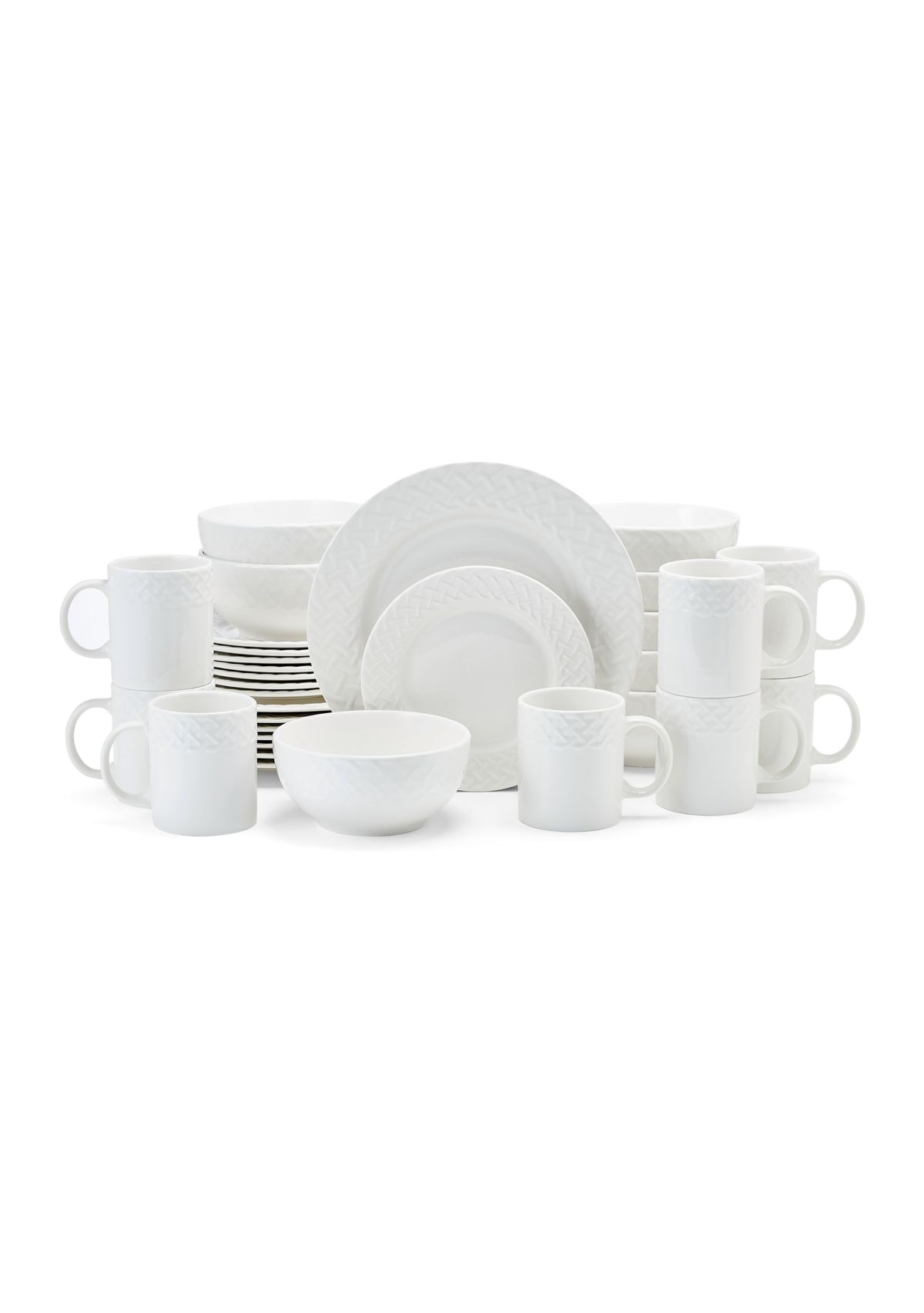 32 Piece Sloan Embossed Braid Dinnerware Set