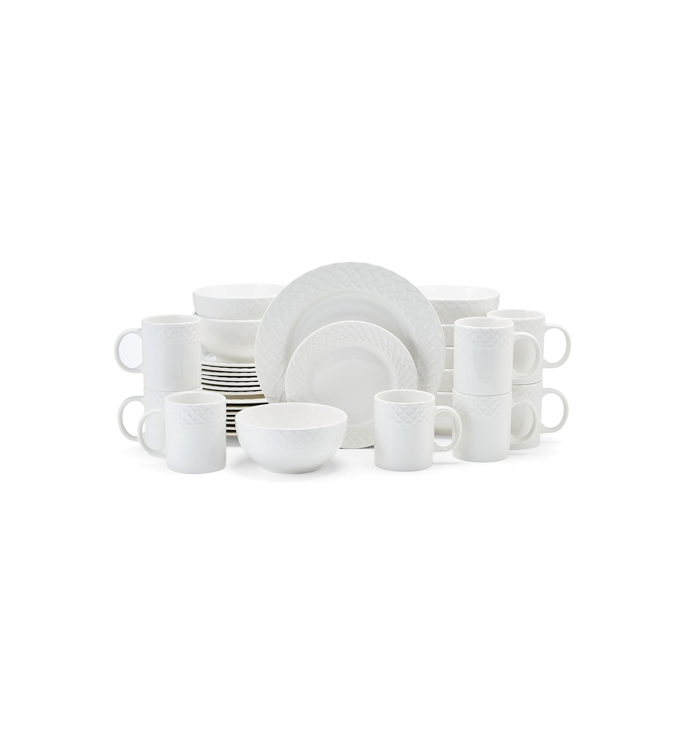 32 Piece Sloan Embossed Braid Dinnerware Set