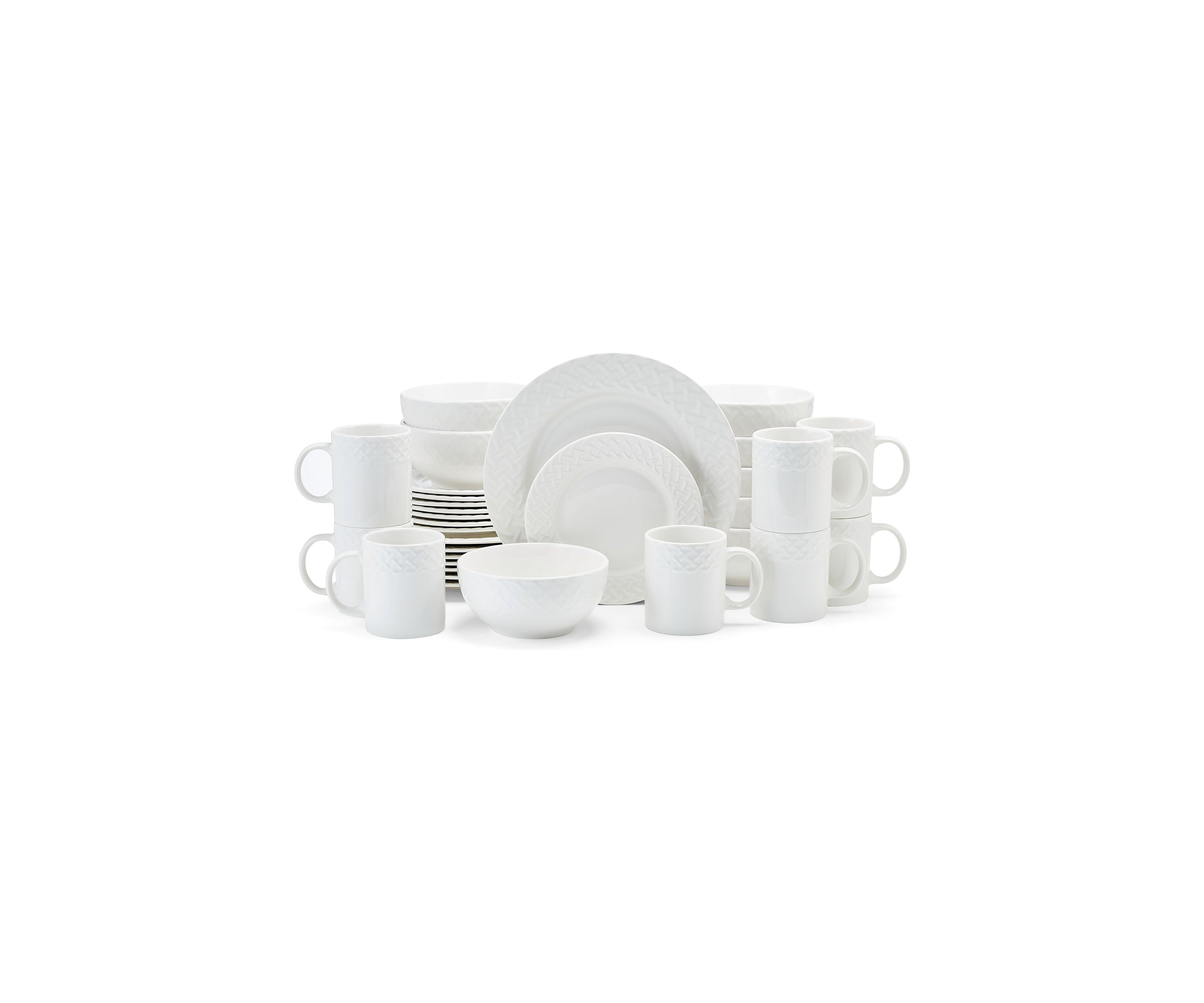 32 Piece Sloan Embossed Braid Dinnerware Set