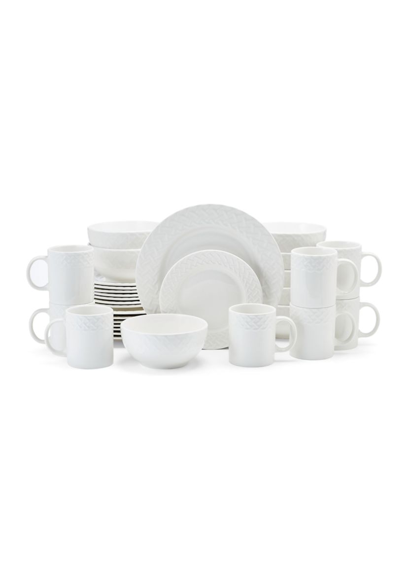 32 Piece Sloan Embossed Braid Dinnerware Set