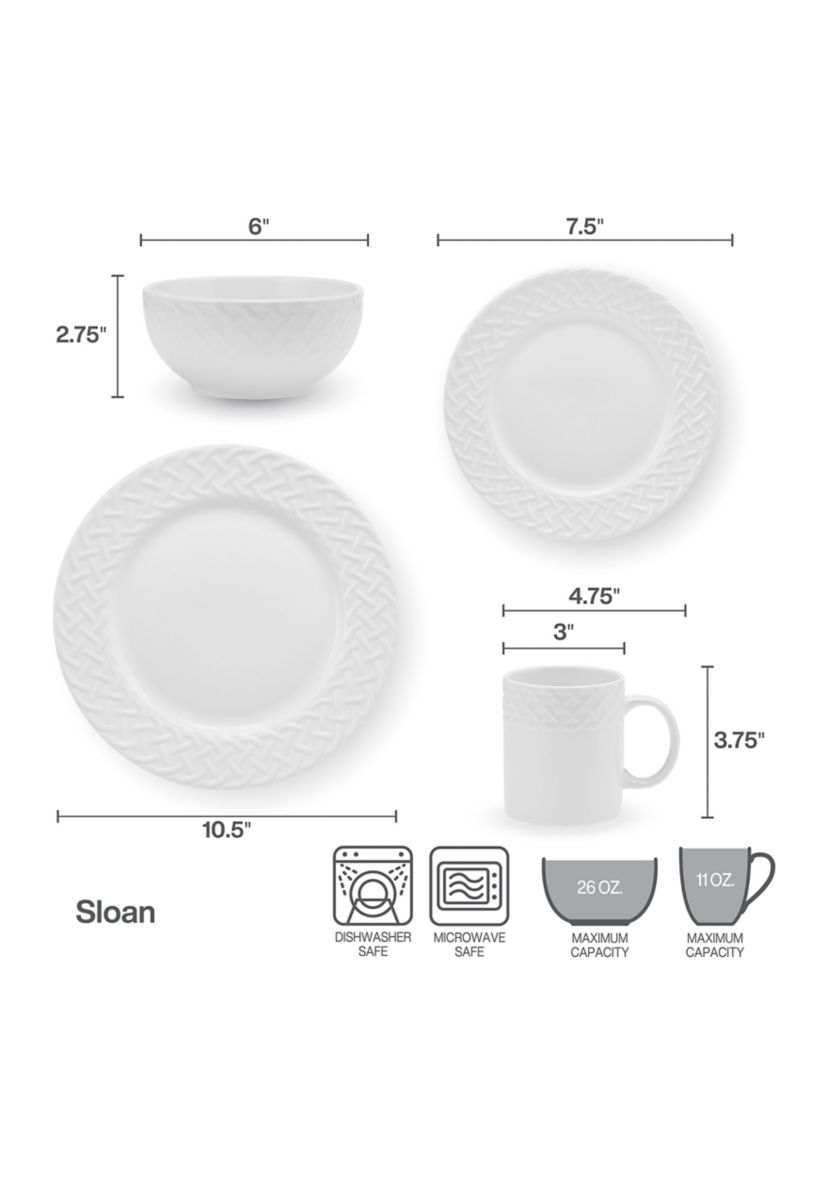 32 Piece Sloan Embossed Braid Dinnerware Set