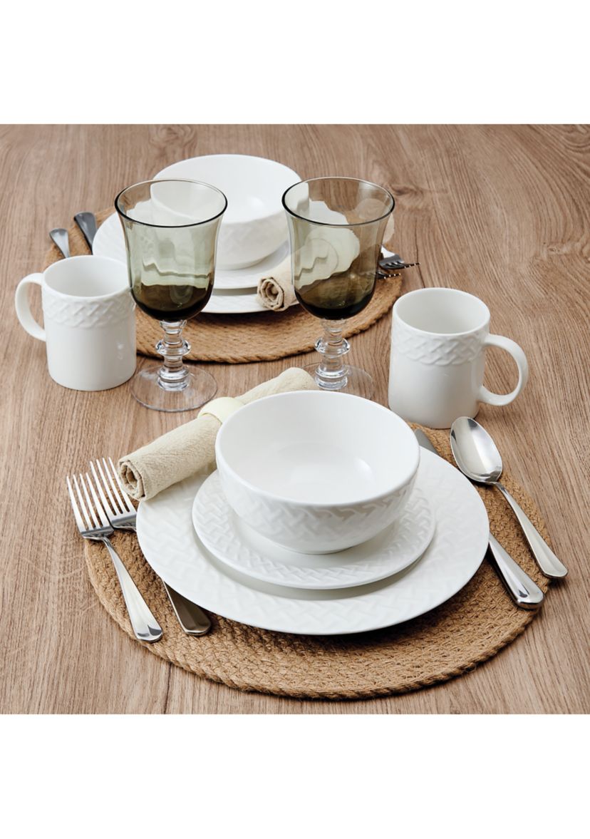 32 Piece Sloan Embossed Braid Dinnerware Set