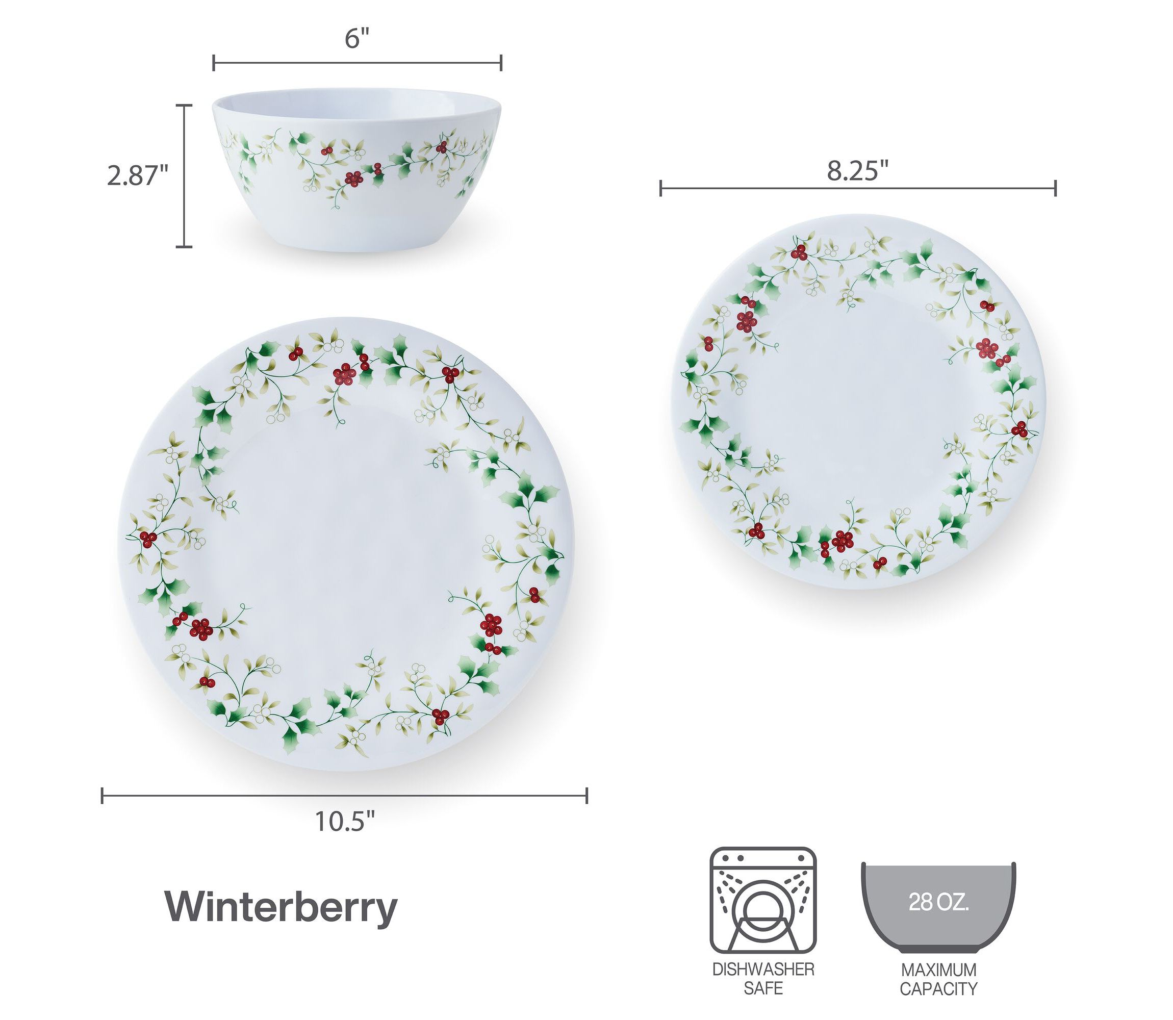 Winterberry Melamine 24-pc Dinnerware Set, Service for 6