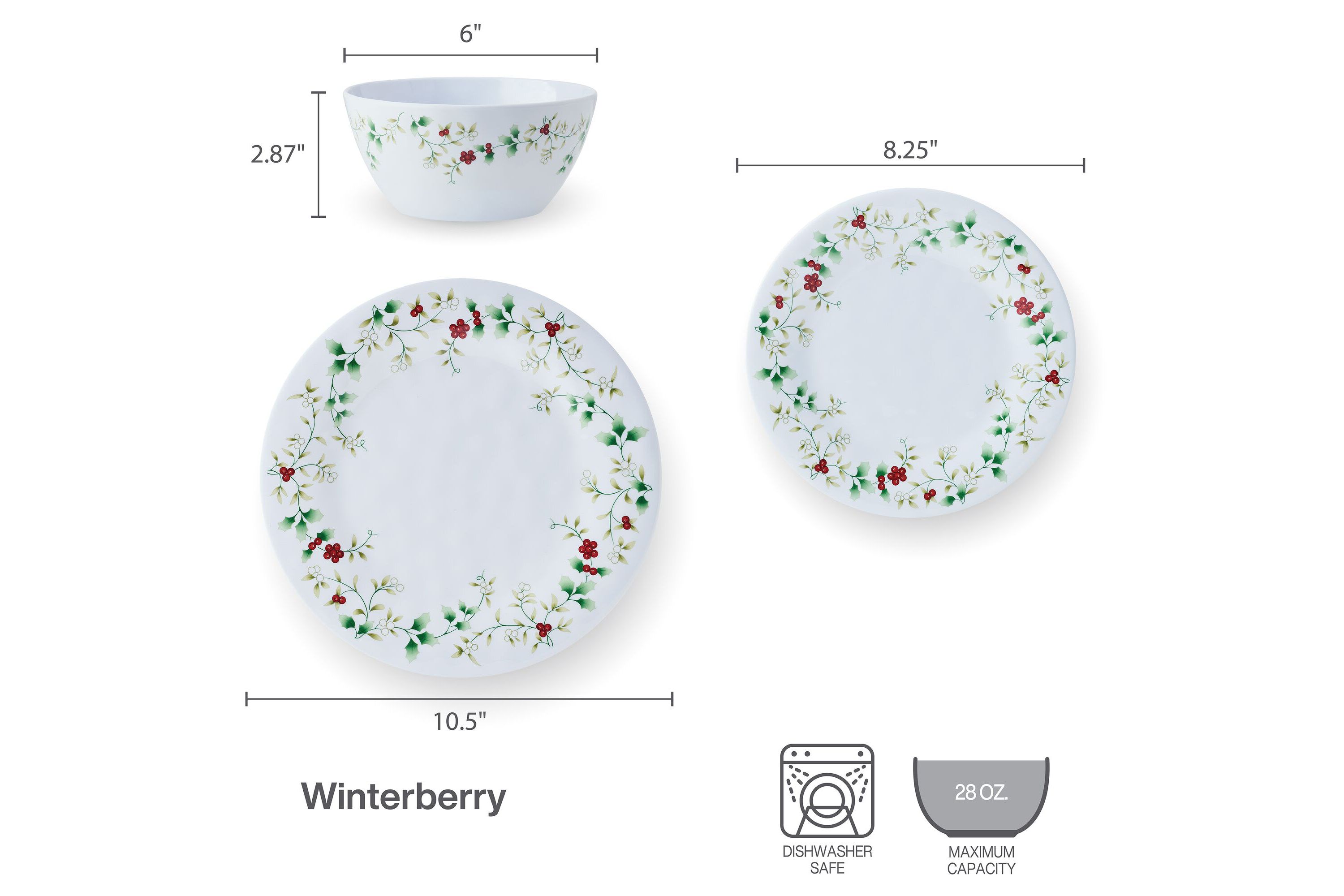 Winterberry Melamine 24-pc Dinnerware Set, Service for 6