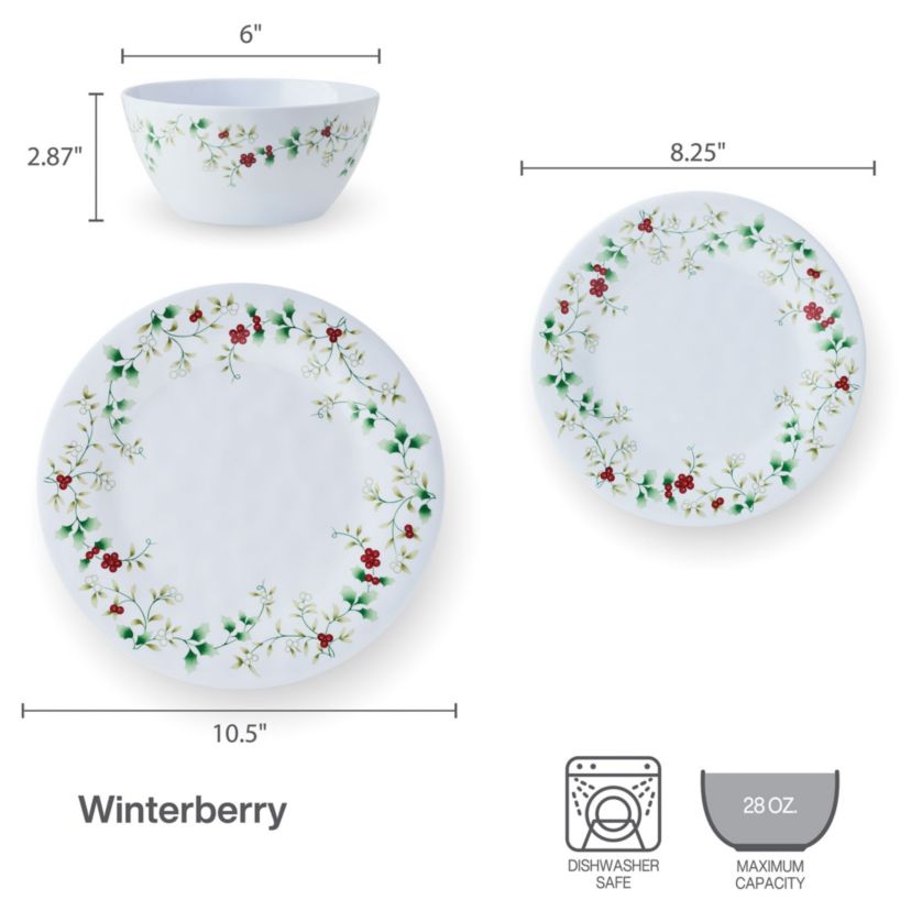 Winterberry Melamine 24-pc Dinnerware Set, Service for 6