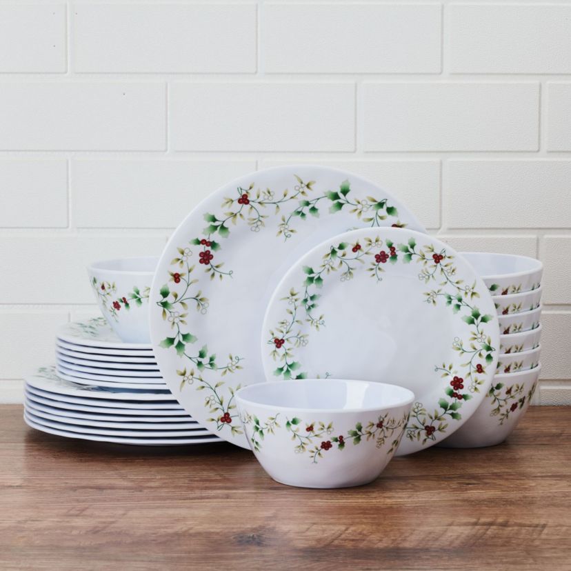 Winterberry Melamine 24-pc Dinnerware Set, Service for 6