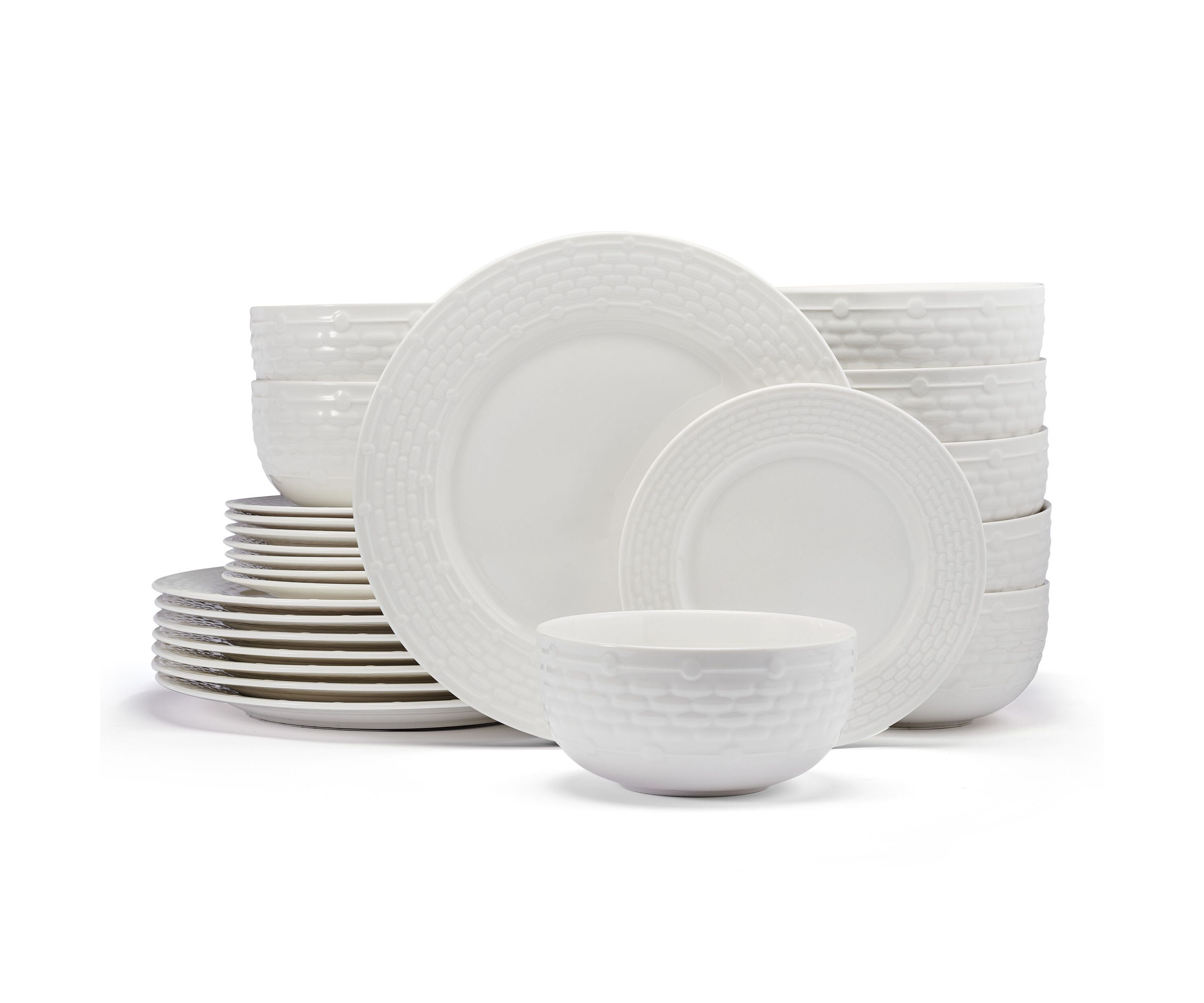 Sonya White 24 Piece Plate Bowl Dinnerware Set, Service for 8