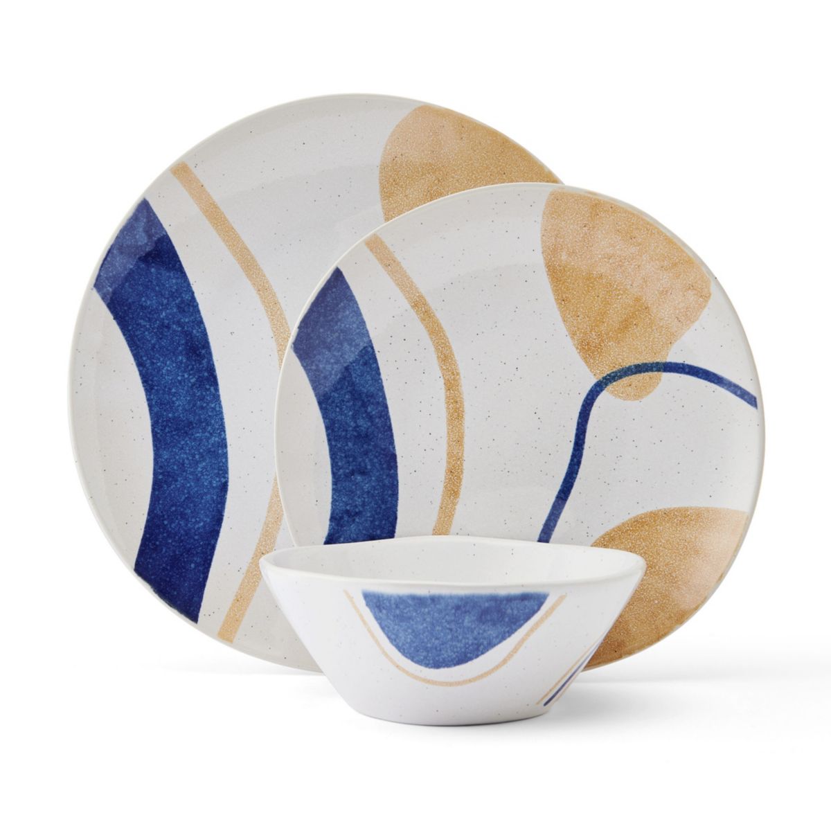Artful Circles 12 Piece Plate Bowl Dinnerware Set, Service for 4