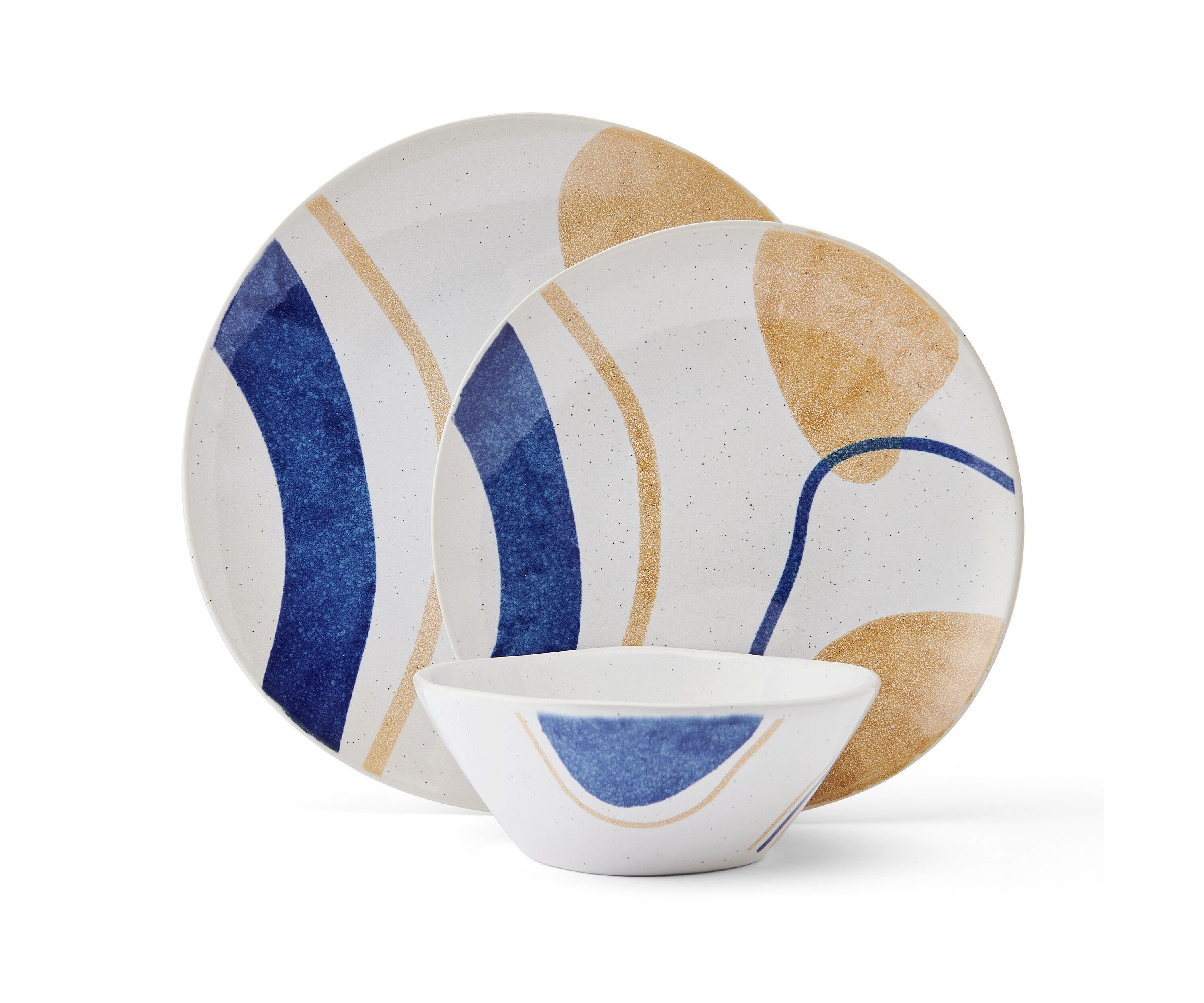 Artful Circles 12 Piece Plate Bowl Dinnerware Set, Service for 4