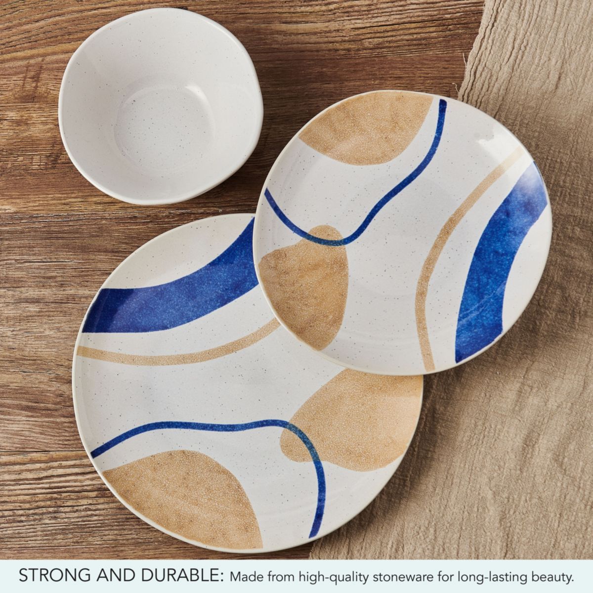 Artful Circles 12 Piece Plate Bowl Dinnerware Set, Service for 4