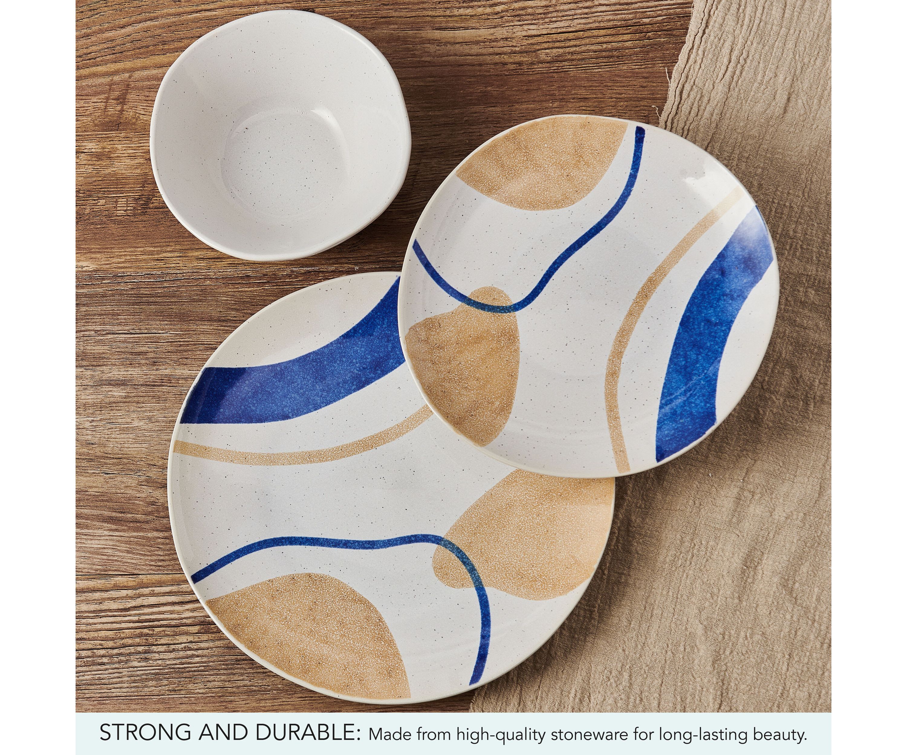 Artful Circles 12 Piece Plate Bowl Dinnerware Set, Service for 4