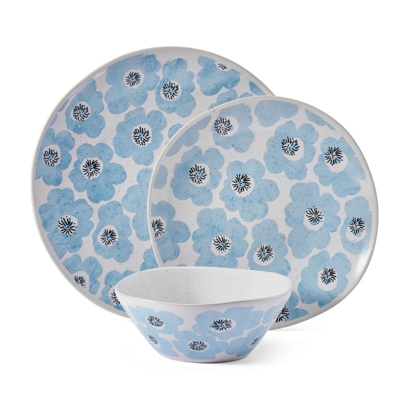 Radiant Floral Bloom 12 Piece Plate Bowl Dinnerware Set, Service for 4