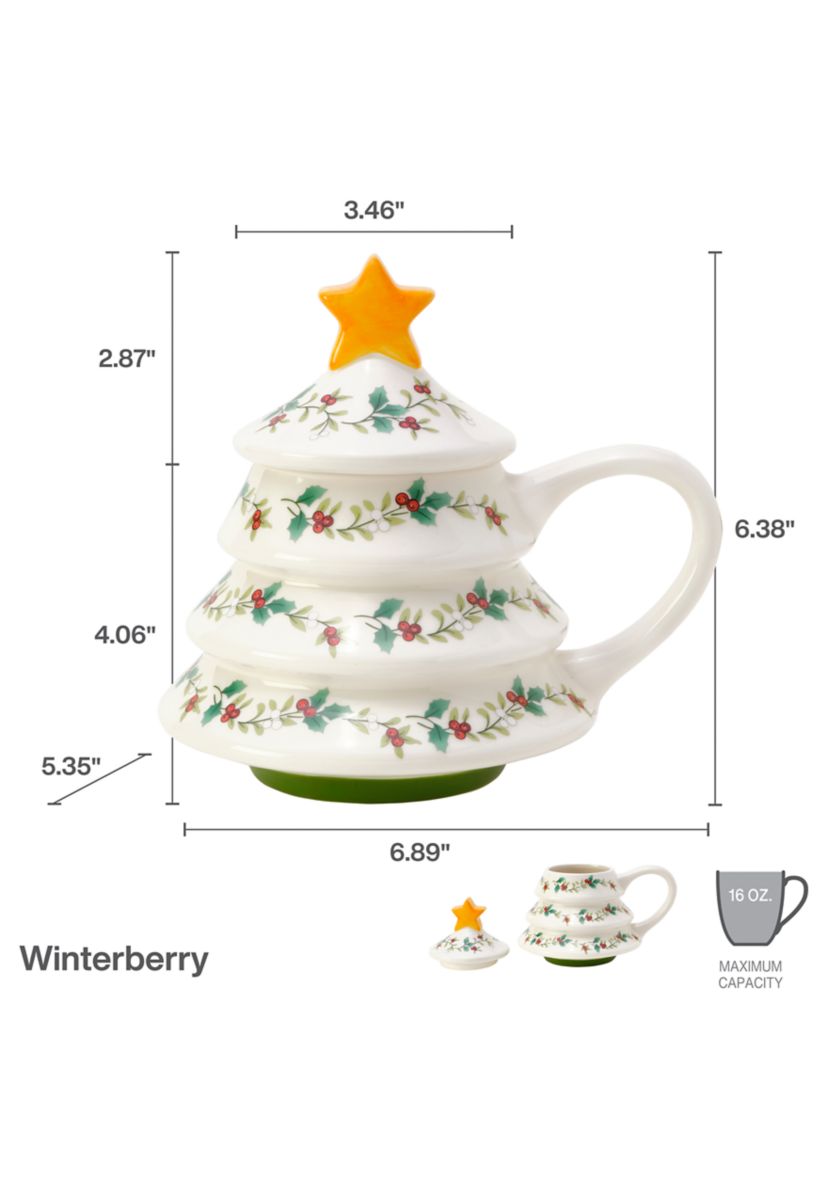 Pfaltzgraff Winterberry Festive Figural Tree Mug
