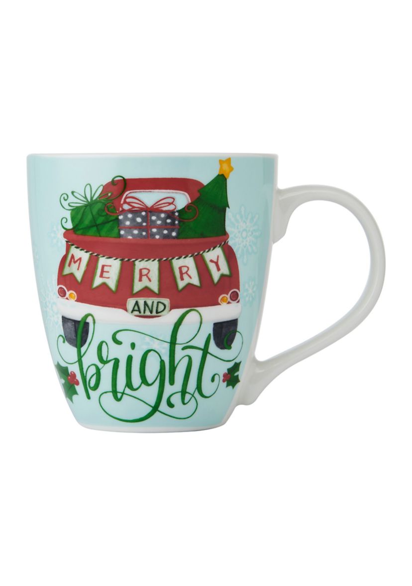 Holiday 18 Ounce Merry Bright Truck Christmas Mug