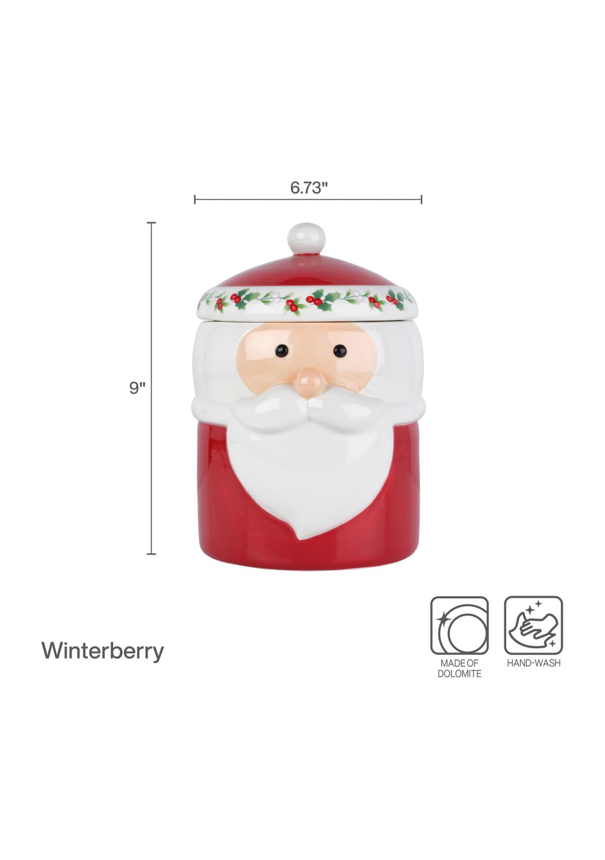 Pfaltzgraff Winterberry Santa Canister, 9 Inch