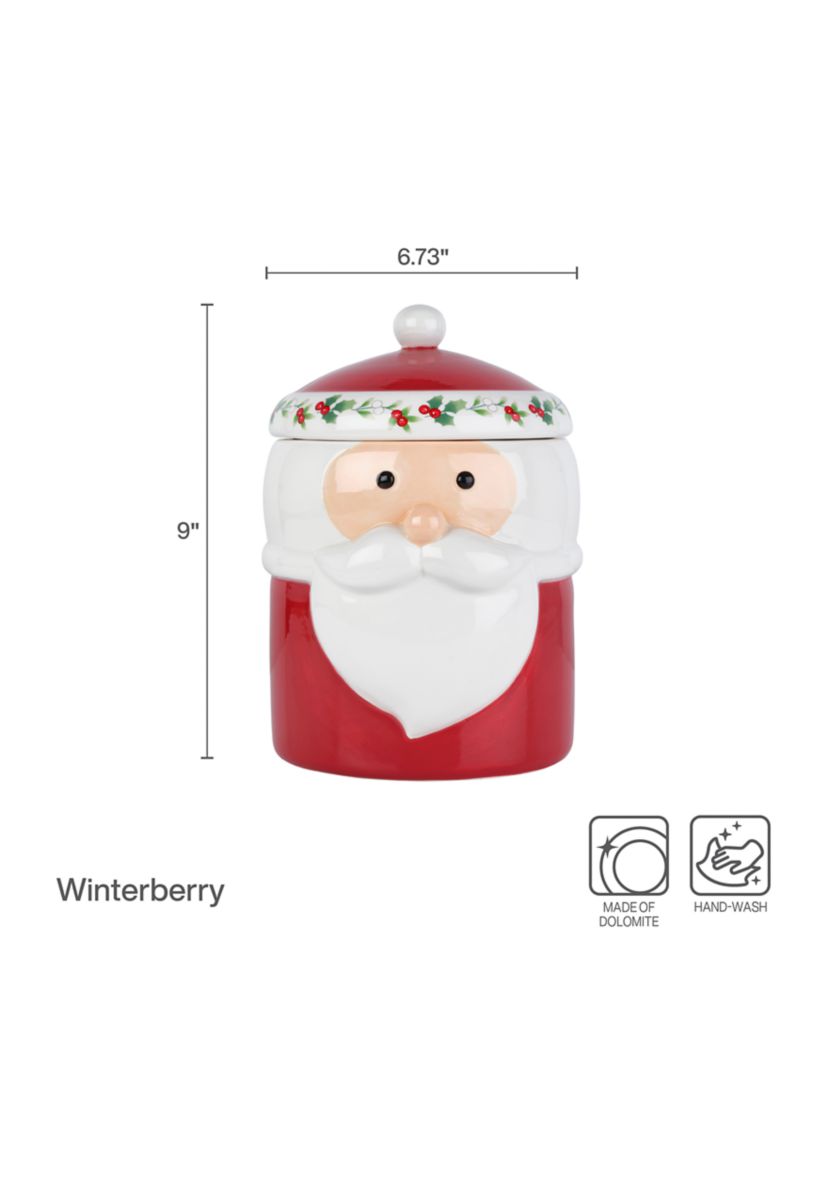 Pfaltzgraff Winterberry Santa Canister, 9 Inch