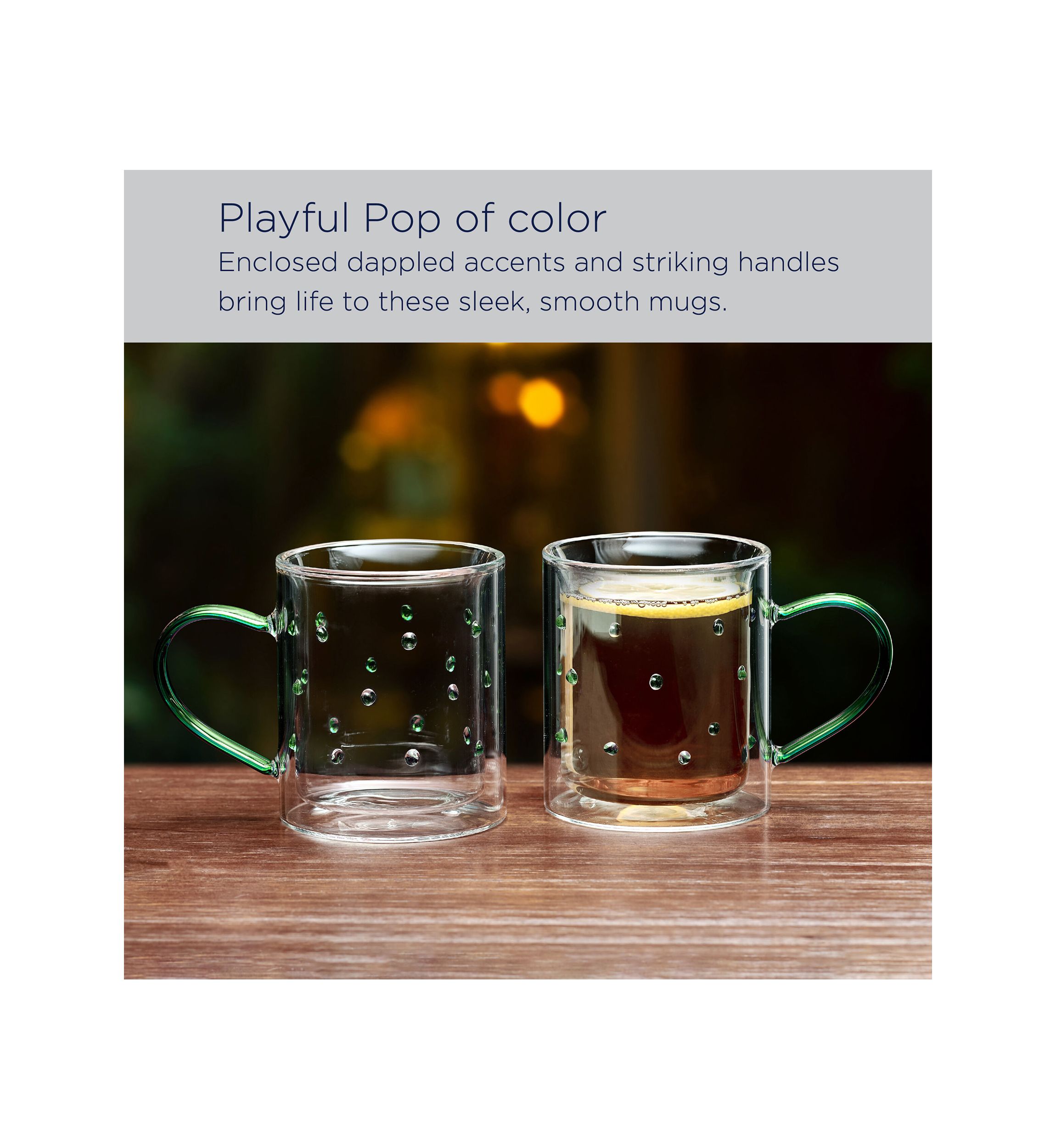 Set of 2 Green Dappled Double Walled Mugs