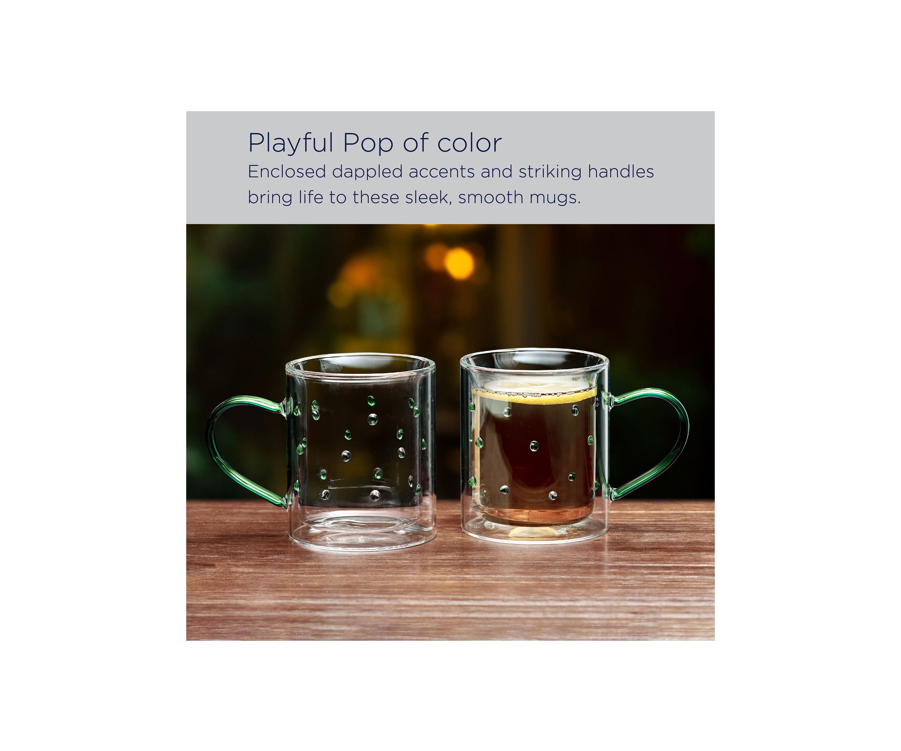 Set of 2 Green Dappled Double Walled Mugs