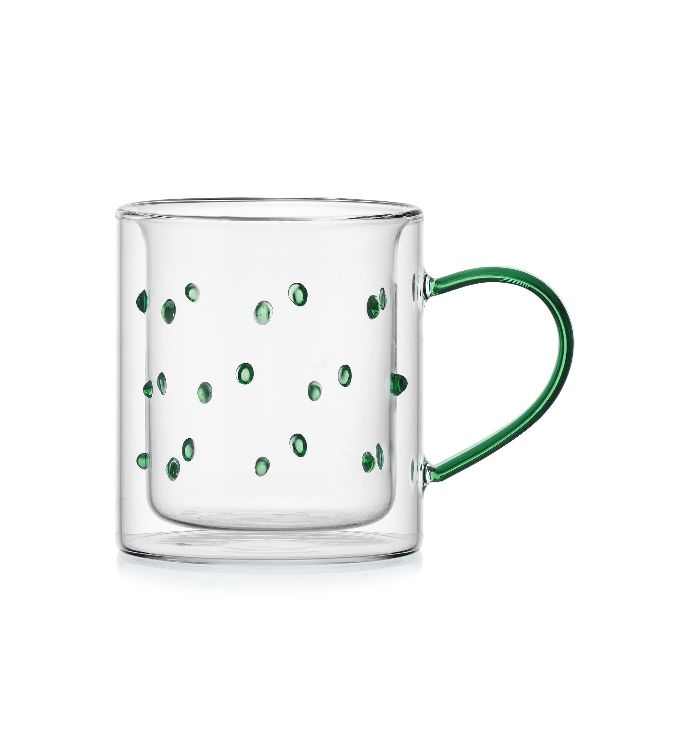 Set of 2 Green Dappled Double Walled Mugs