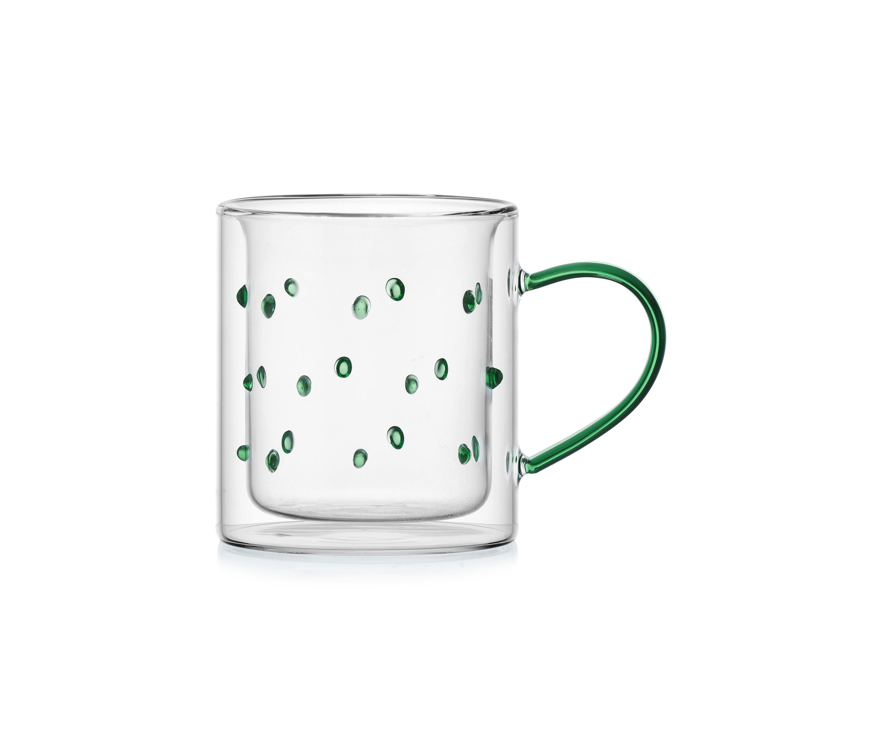 Set of 2 Green Dappled Double Walled Mugs