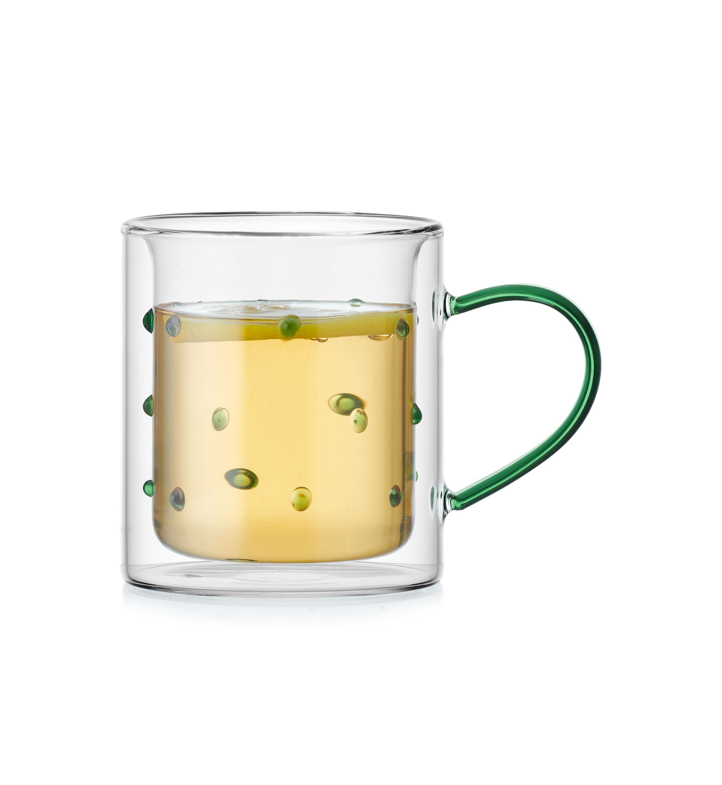 Set of 2 Green Dappled Double Walled Mugs