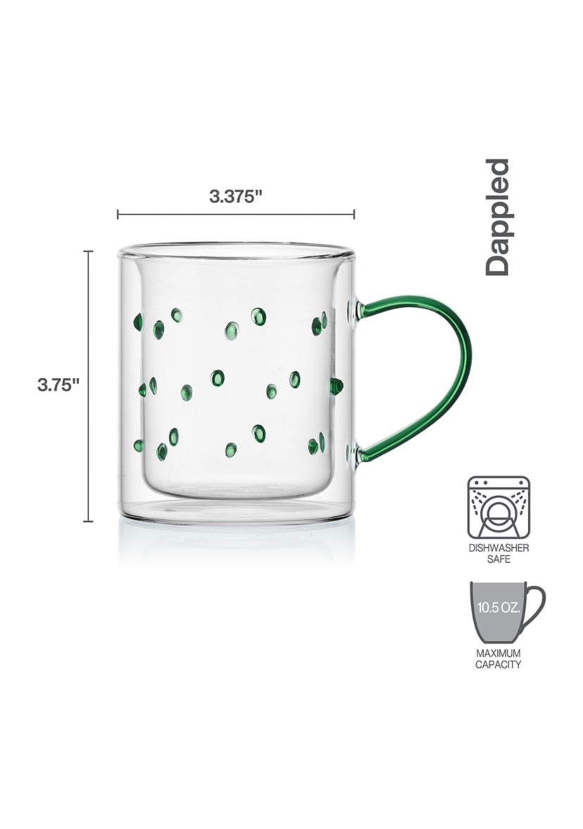 Set of 2 Green Dappled Double Walled Mugs