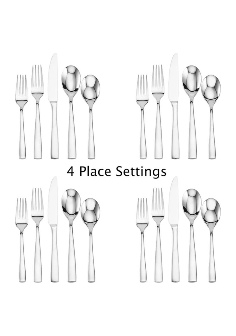 Delano 20 Piece Stainless Steel Flatware Set in Silver