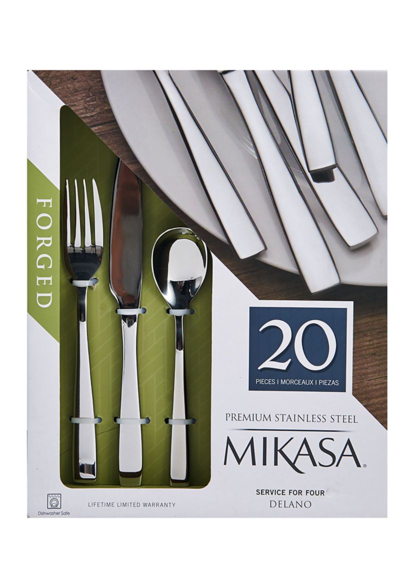 Delano 20 Piece Stainless Steel Flatware Set in Silver