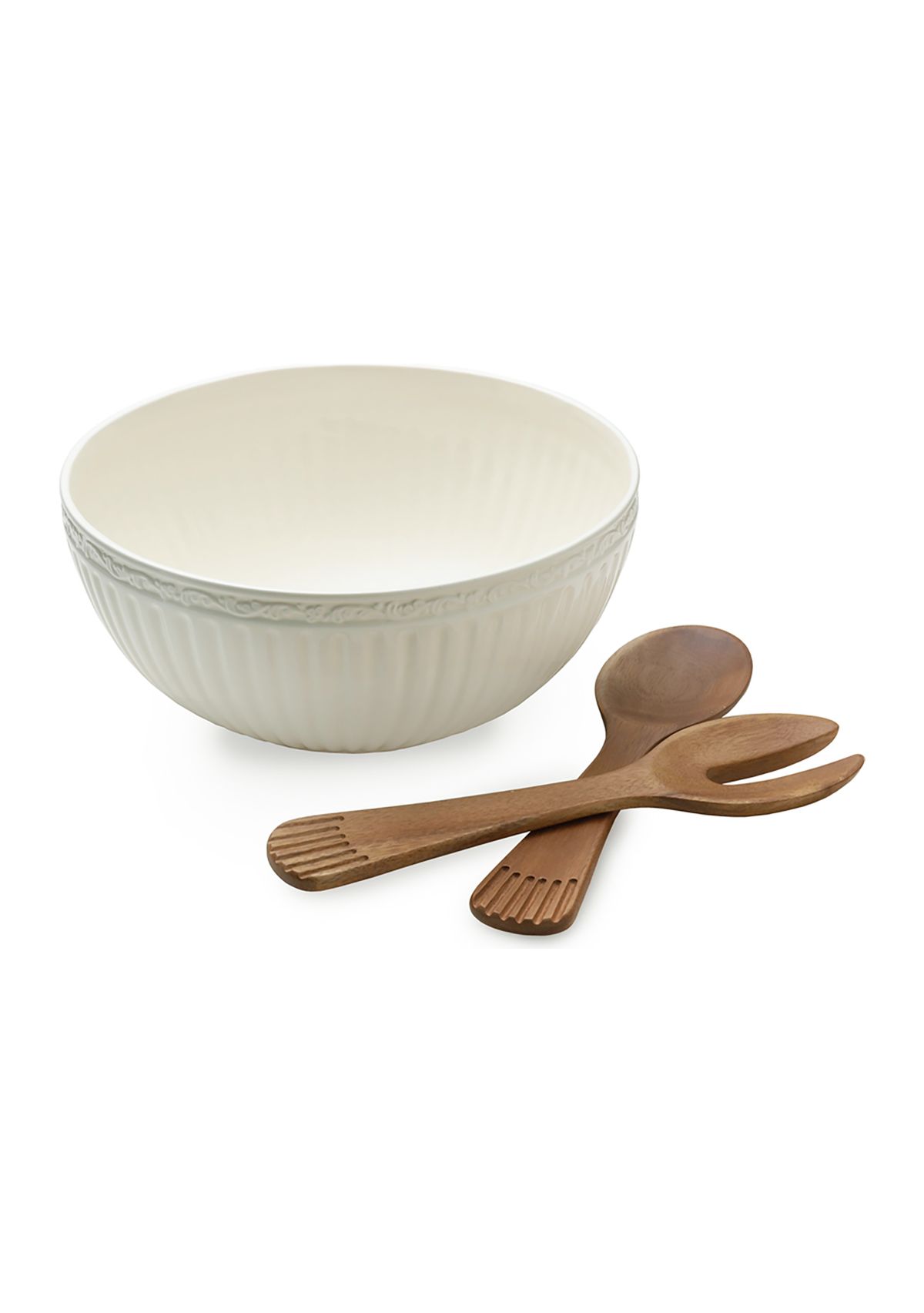 Italian Countryside Salad Serving Bowl with Serving Utensils